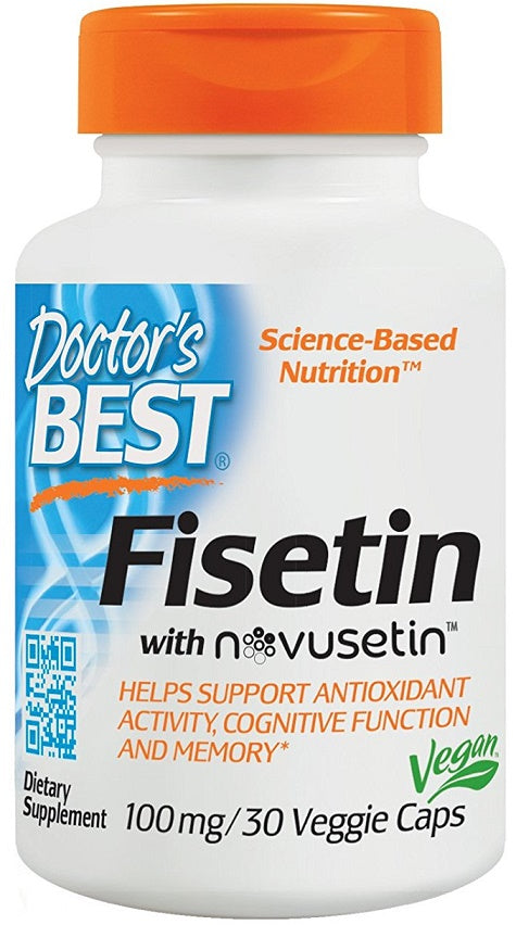 Doctor's Best Fisetin with Novusetin Supplement - 100mg per Serving, 30 Vegan Capsules - Supports Cellular Health & Longevity - Perfect for Anti-Aging & Wellness Routines