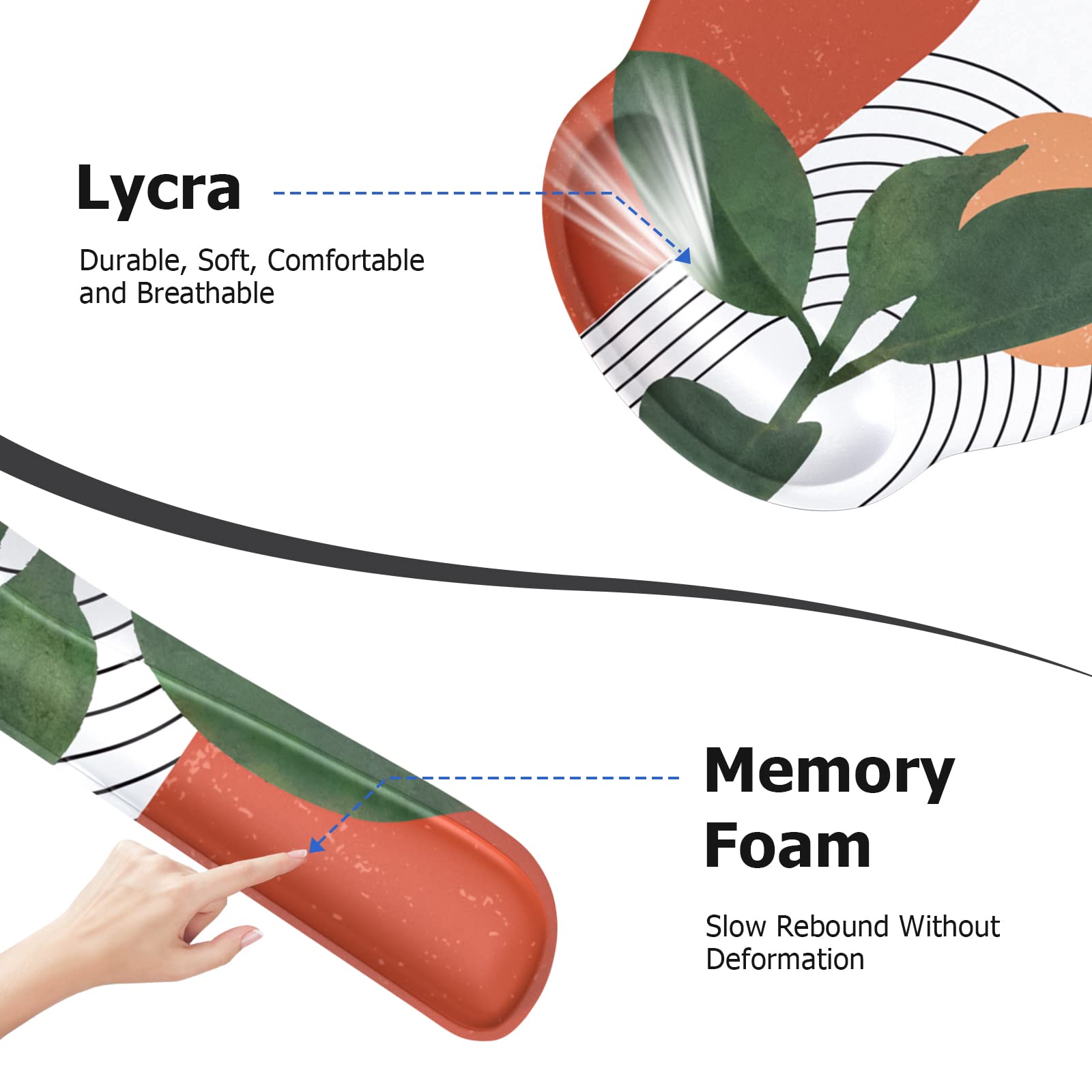 iLeadon Ergonomic Mouse Pad with Wrist Rest - Non-Slip Computer Mouse Pad for Home & Office - Comfortable Wrist Support for Pain Relief & Easy Typing - Modern Abstract Plant Design - Perfect for Gaming, Work & Long Computer Sessions