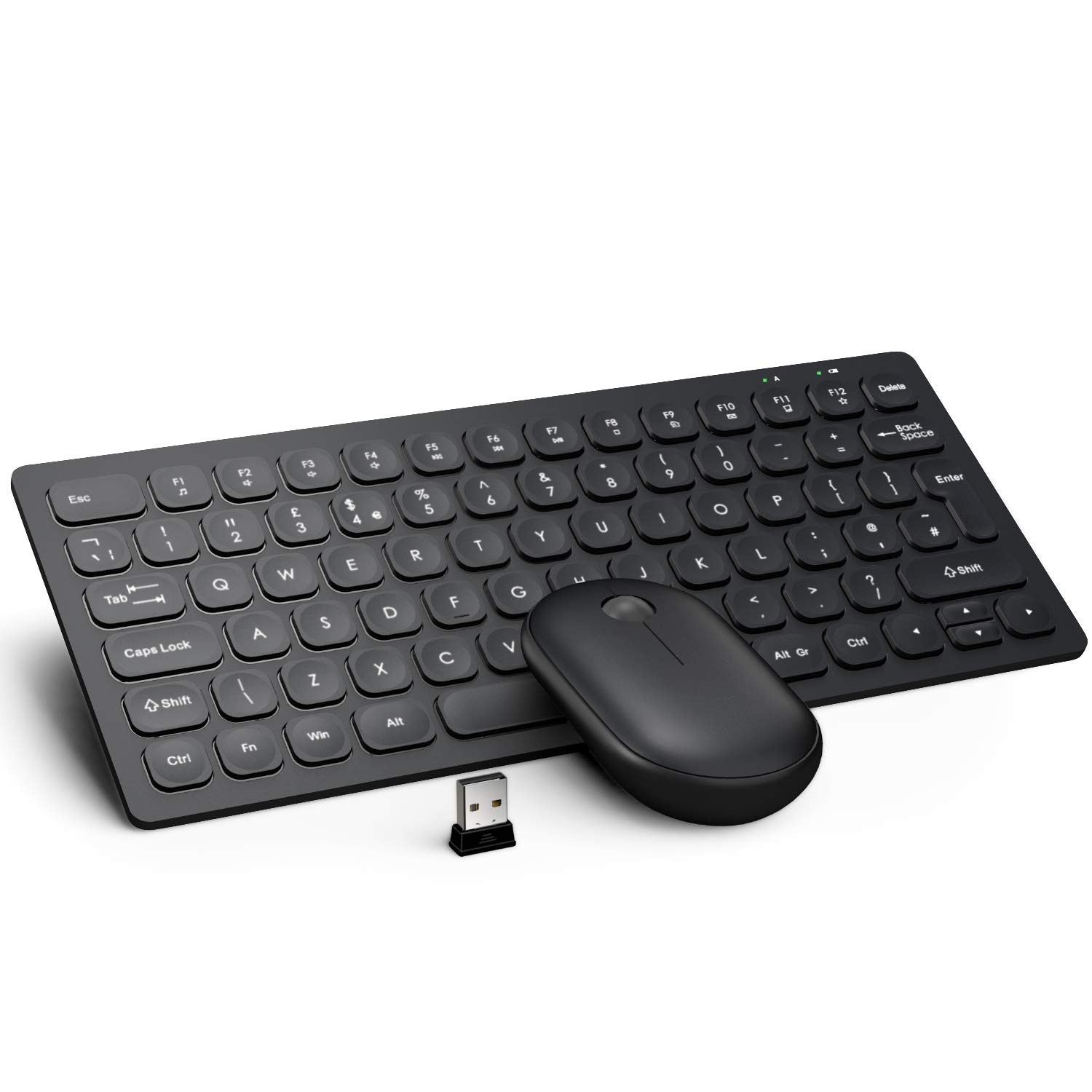 WisFox 2.4GHz Wireless Keyboard and Mouse Combo - Ultra Slim, Compact & Quiet USB Keyboard Mouse Set with QWERTY UK Layout for Windows PC, Laptop, Desktop - Perfect for Office Work, Gaming & Home Computing