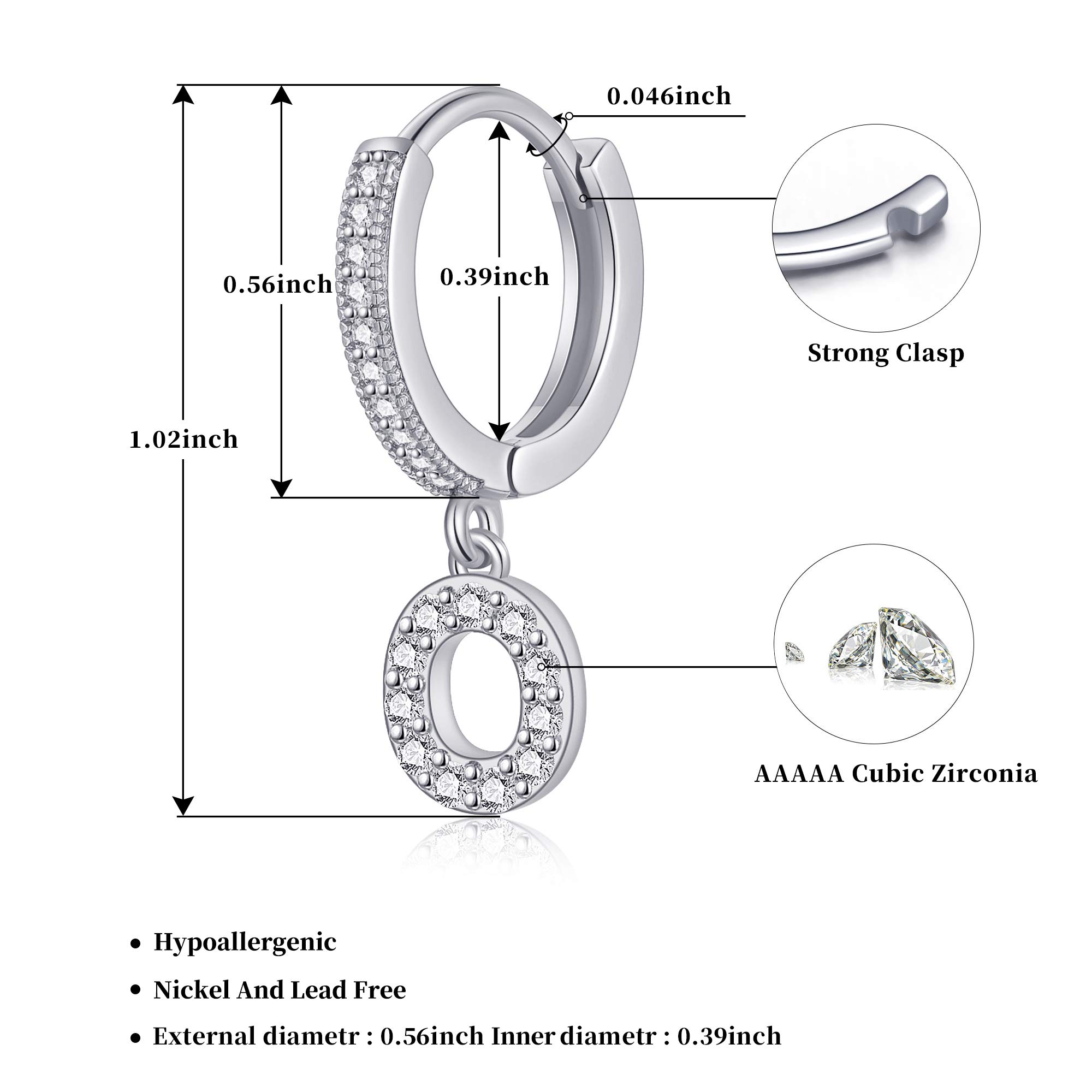 SANNYRA Initial Hoop Earrings for Women - 14K Gold, Silver & Rose Gold Plated CZ Letter Stud Earrings | Hypoallergenic, Dainty Jewelry Gift for Her | Perfect for Everyday Wear, Date Nights & Special Occasions