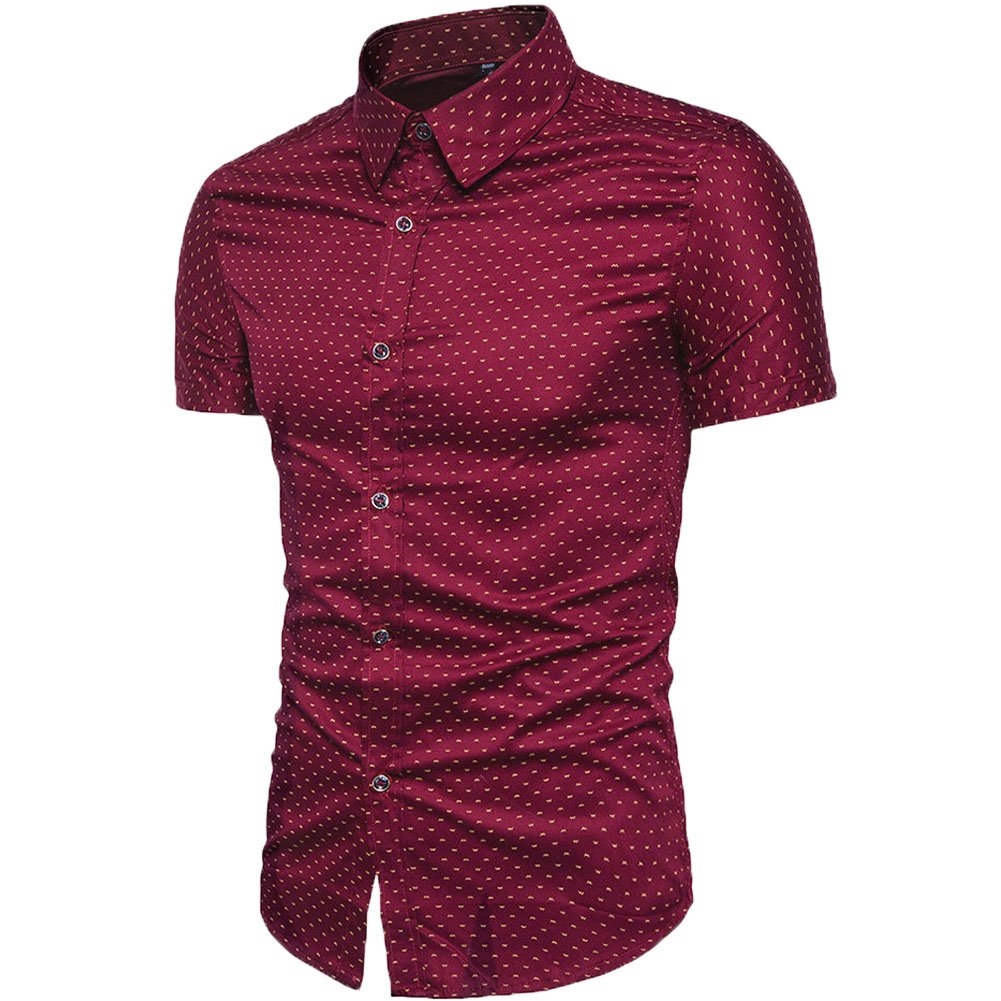 MUSE FATH Men's Printed Dress Shirt | 100% Cotton Casual Short Sleeve Button Down Shirt | Regular Fit Business & Party Wear | Office, Wedding & Summer Outfits