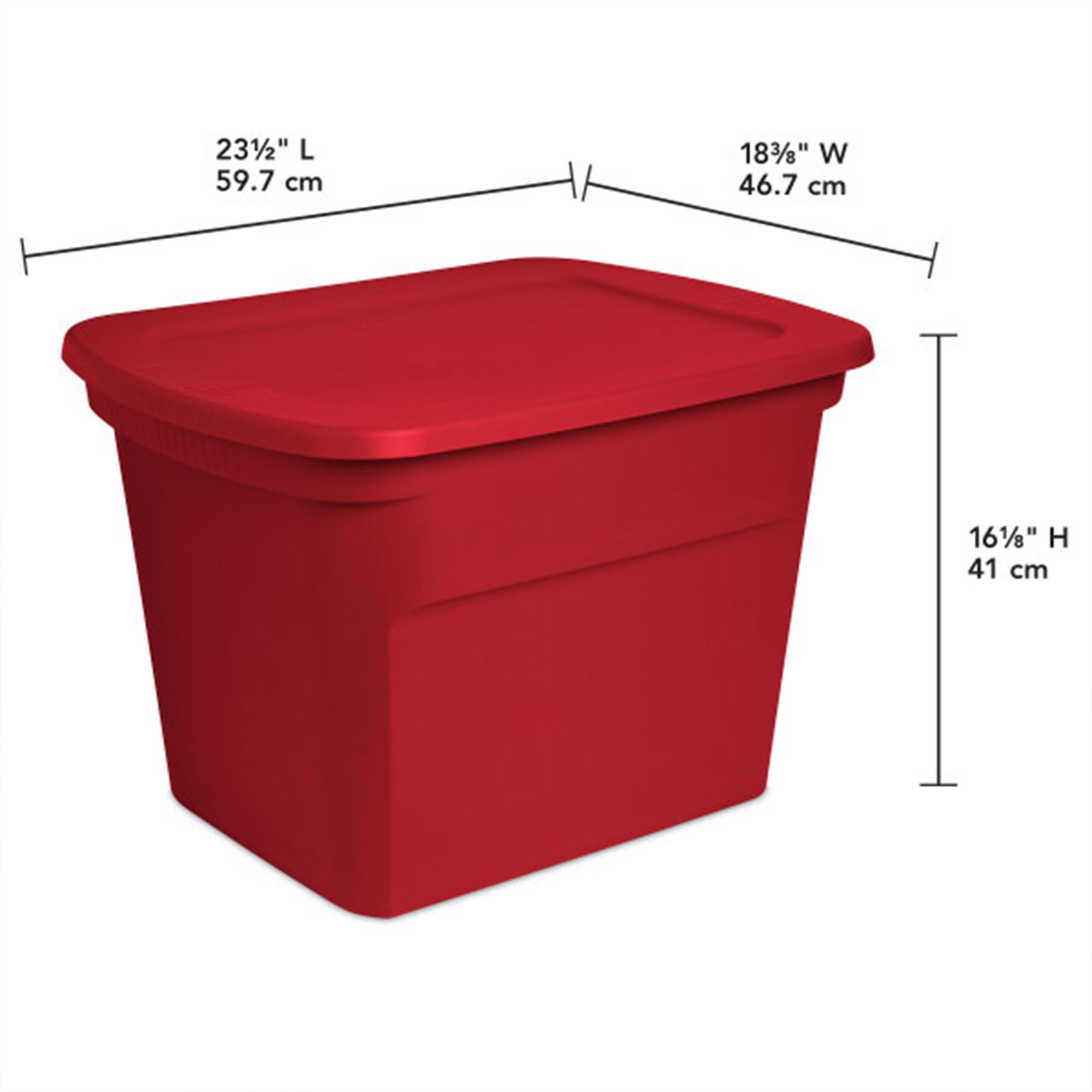 Sterilite 18 Gallon Stackable Storage Tote Bins with Lids (16 Pack) - Red Plastic Containers for Home Organization, Seasonal Decor, Toys & Garage Storage - Perfect for Closet, Basement & Holiday Decorations