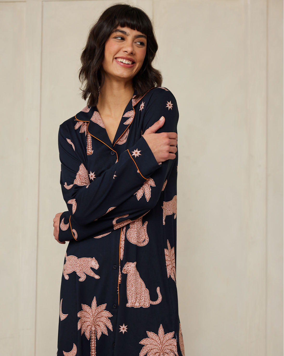 Midnight Leopard Print Nightshirt for Women - Soft Sleepwear Pajama Top - Comfortable Loungewear for Bedtime & Relaxation
