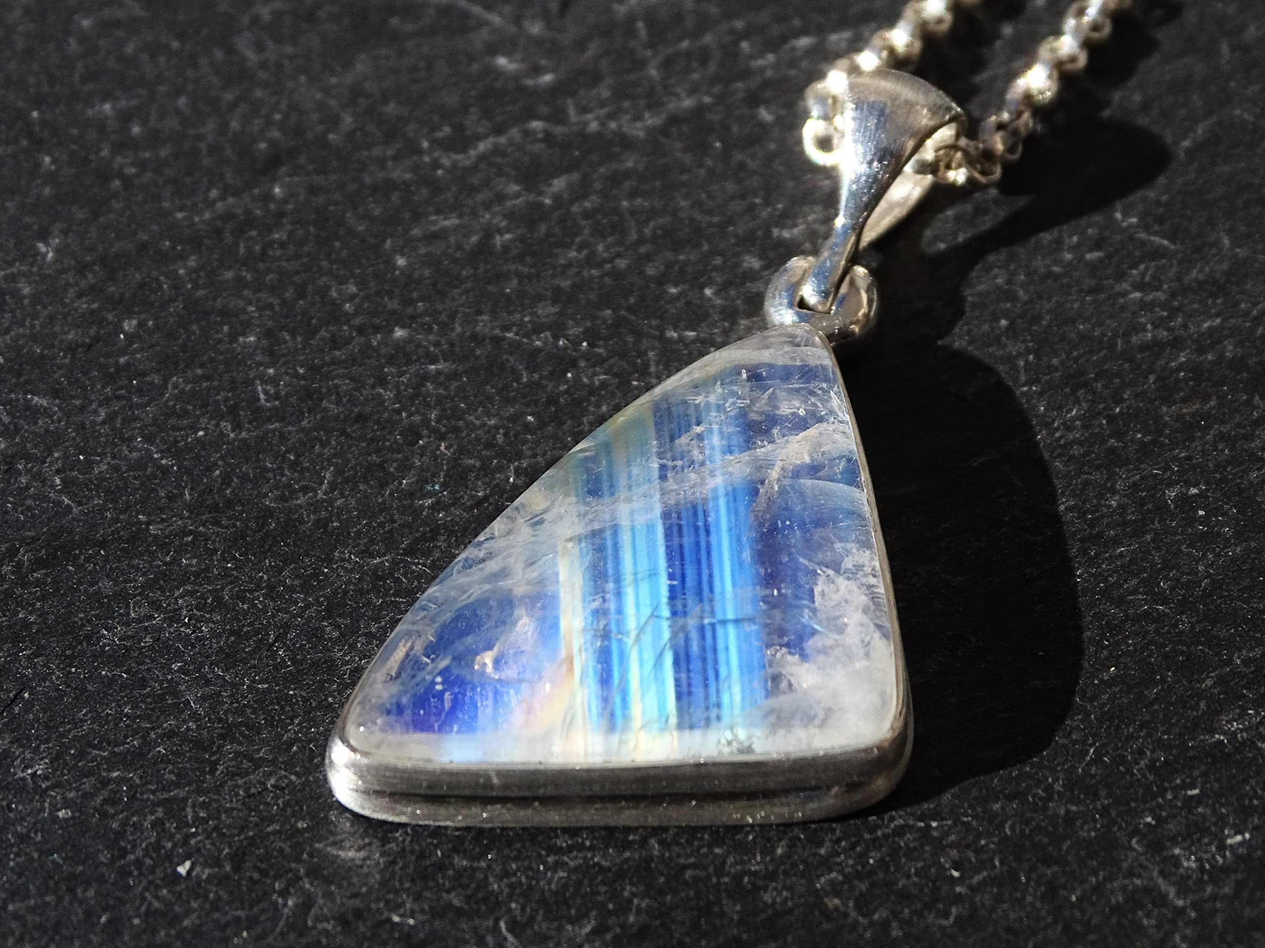 Big Moonstone Pendant Silver Moonstone Necklace | Blue Moonstone Jewelry for Women | Unique Anniversary Gift for Her | Crystal Jewelry for Everyday Wear & Special Occasions