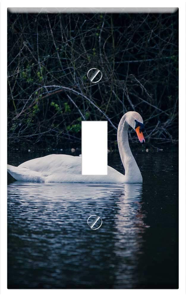 Single Toggle Switch Plate with Swan Water Bird Design - Perfect for Lake, Pond, and Water-Themed Home Decor
