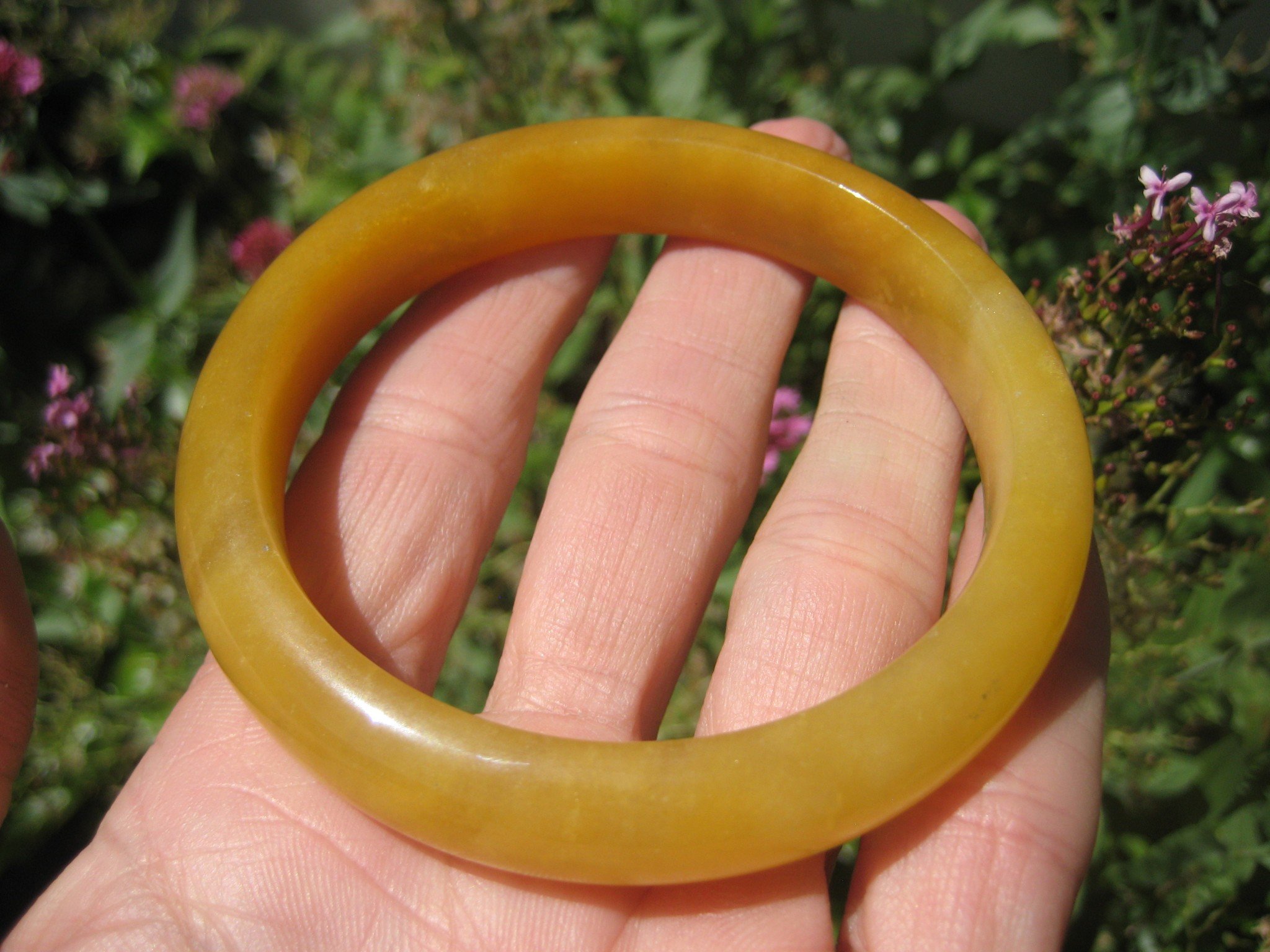 Natural Honey Yellow Agate Stone Bangle - Handmade Thailand Jewelry with Myanmar Agate Gemstone - Elegant Bracelet for Women, Meditation & Spiritual Healing Accessory