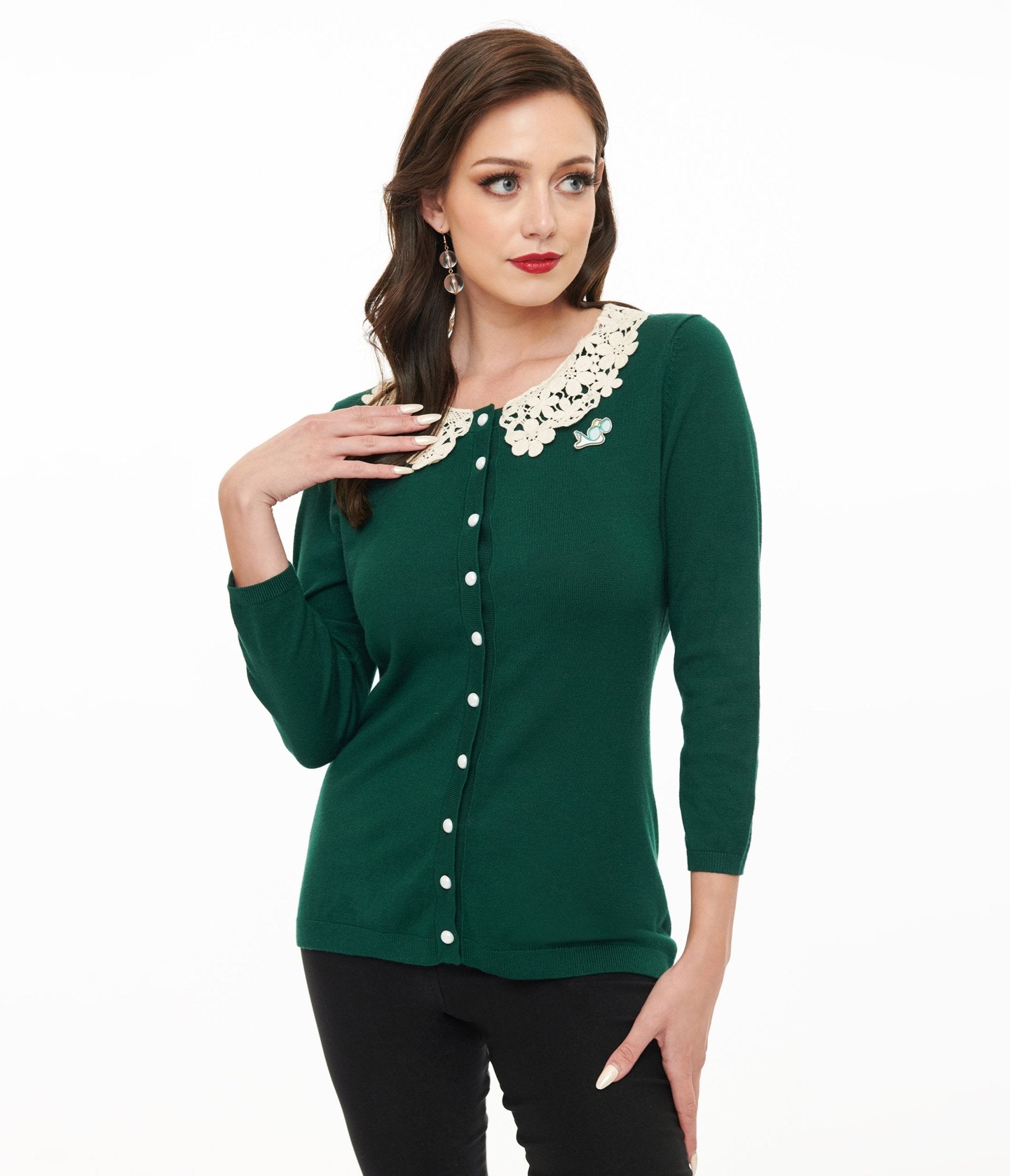 Vintage Green & White Lace Cardigan - The Golden Girls Sophia Bookworm Sweater | Cozy Knit Pullover for Women | Perfect for Book Clubs, Coffee Dates & Retro Fashion Lovers