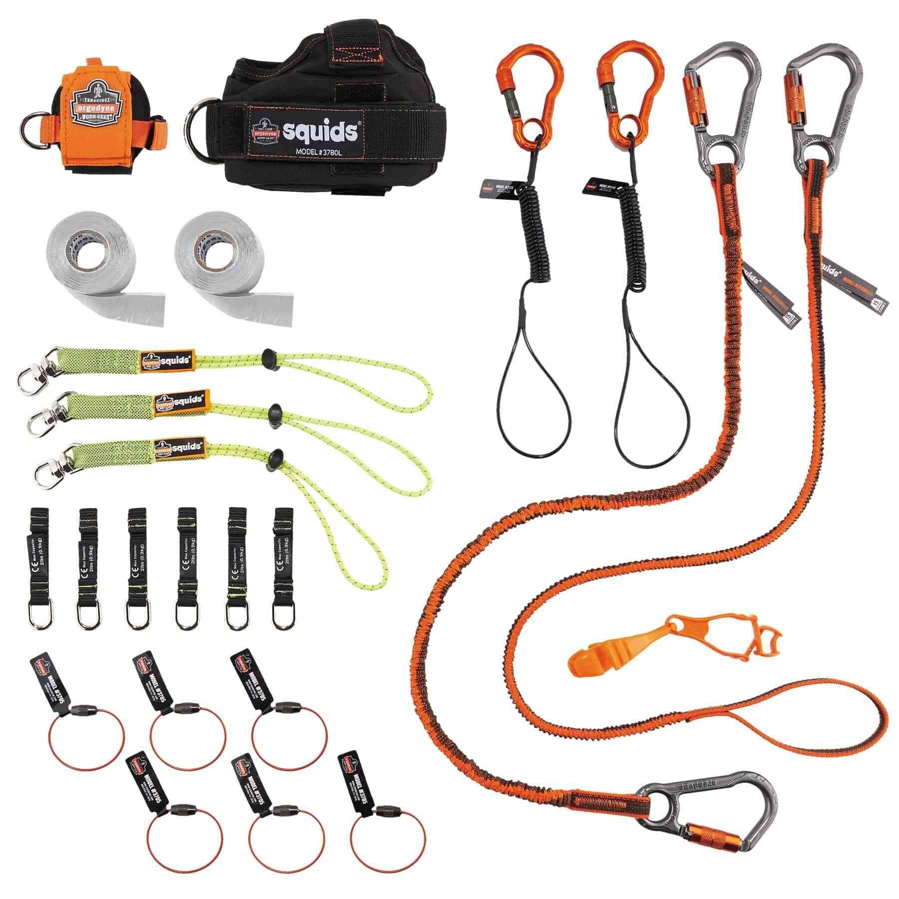 Ergodyne Squids 3183 Tool Tethering Kit - Secure Lanyards & Attachments for Tape Measures & Power Tools - Essential Safety Gear for Carpenters & Construction Workers (Ideal for Roofing, Renovation & Job Site Safety)