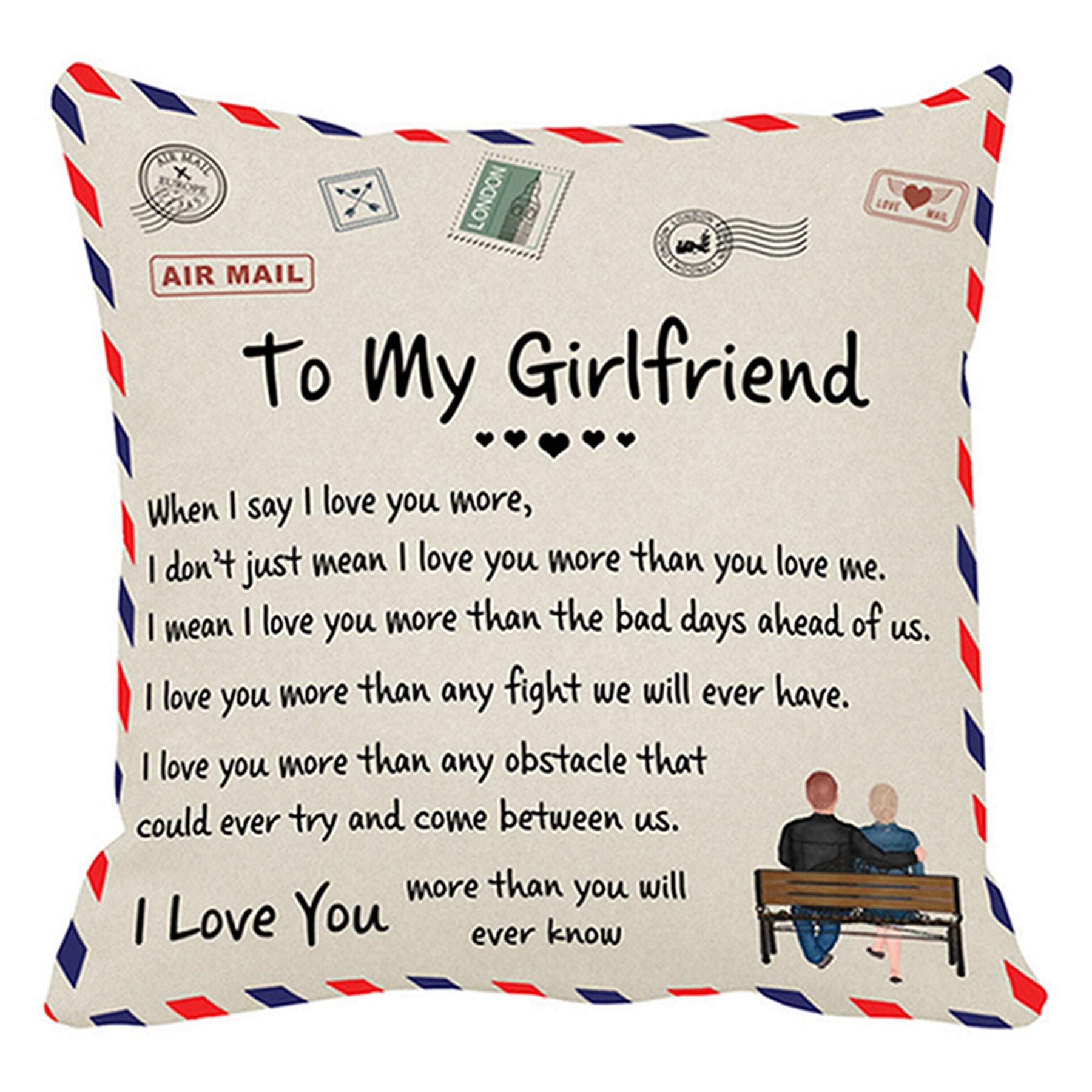 Personalized Message Letter Throw Pillows for Daughter, Son & Girlfriend - 45x45cm Decorative Couch Pillows for Living Room Sofa - Perfect Christmas & New Year Gift for Home Decor