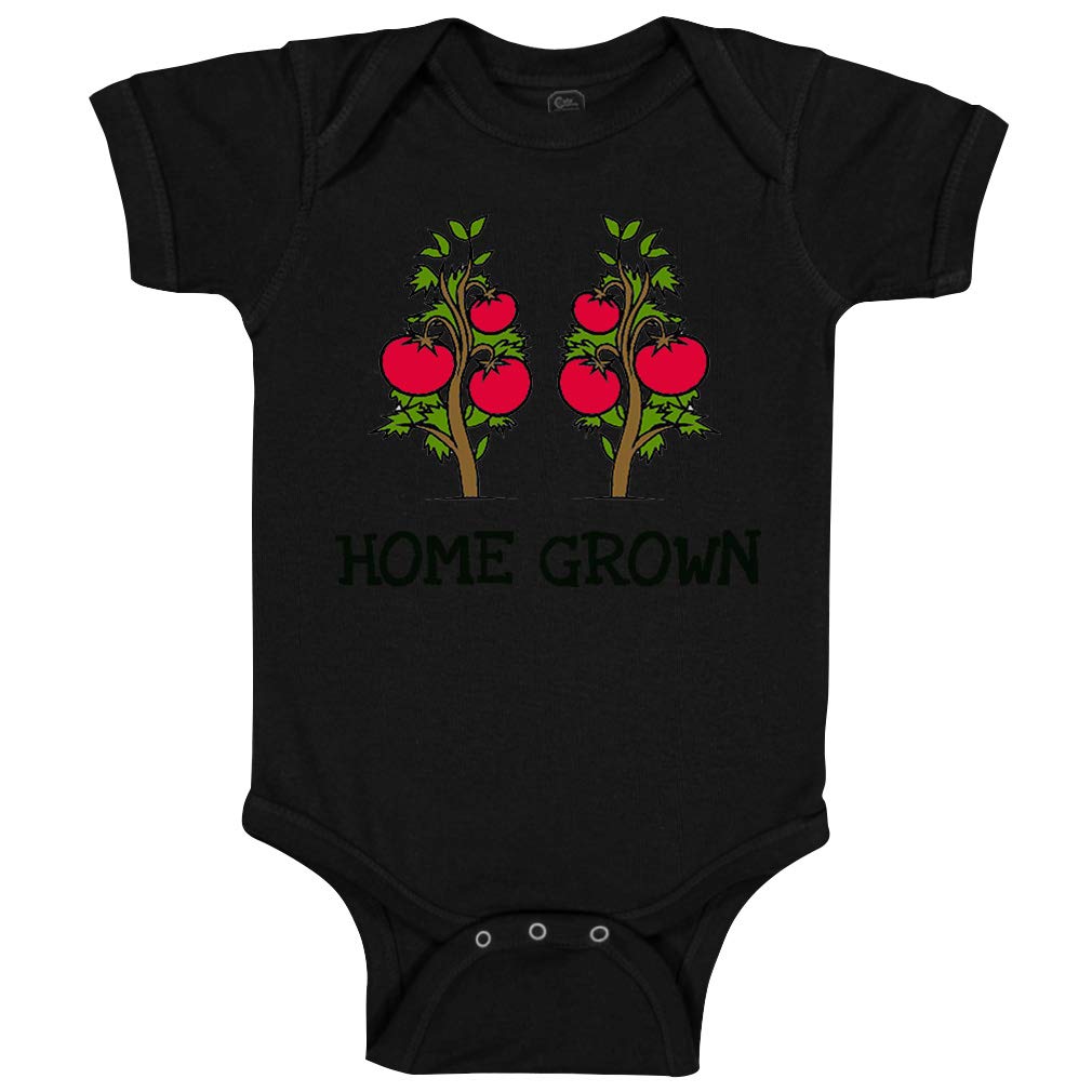Custom Baby Bodysuit - Red Tomatoes with Black Text 'Home Grown' - Funny Unisex Infant Clothes for Boys & Girls - Perfect for Family Photos, Playdates & First Birthday Parties