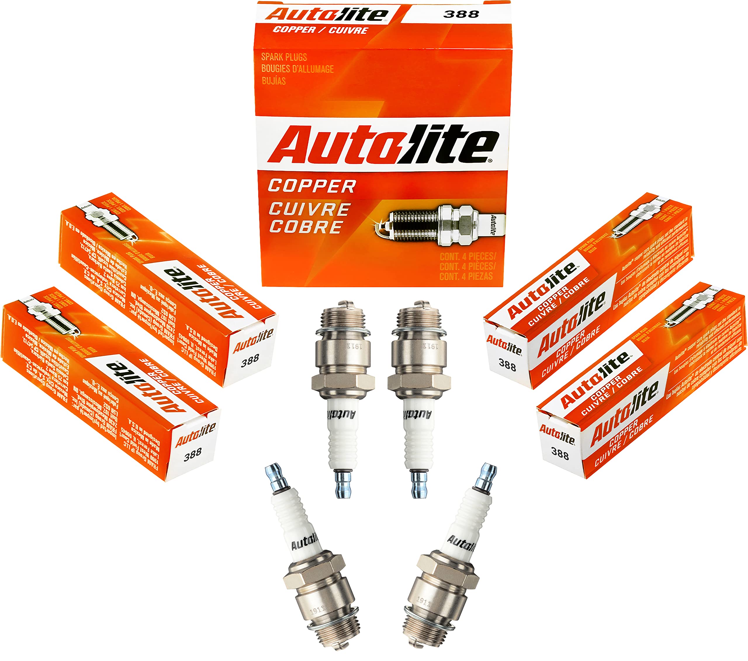 Autolite 388 Copper Resistor Spark Plugs - 4 Pack High Performance Replacement for Cars, Trucks & SUVs - Ideal for Daily Commuting, Off-Roading & Engine Tuning