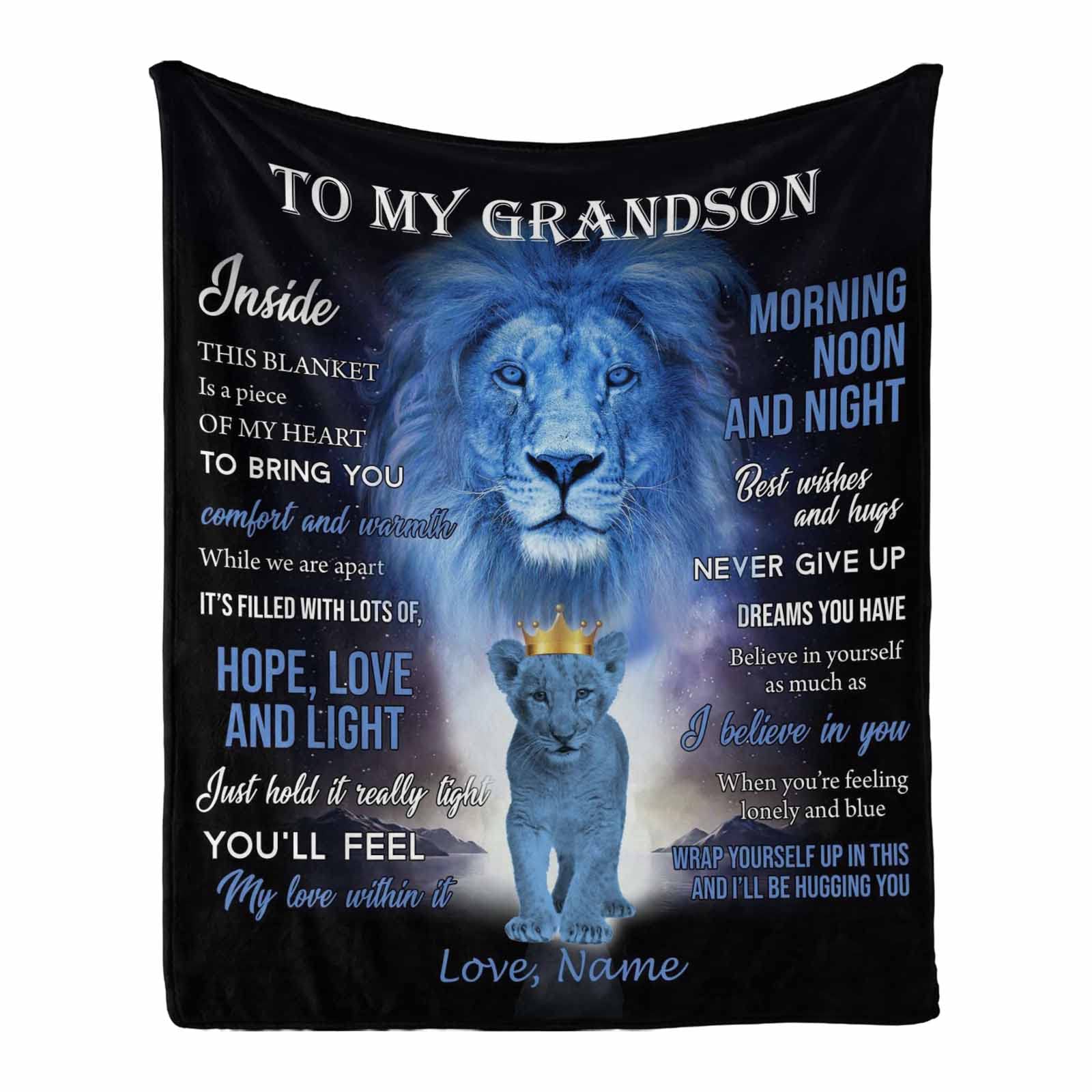Personalized Blanket for Grandson from Grandma & Grandpa - 'Believe in Yourself' Inspirational Throw Gift | Cozy & Heartwarming Keepsake for Birthdays, Holidays & Special Moments