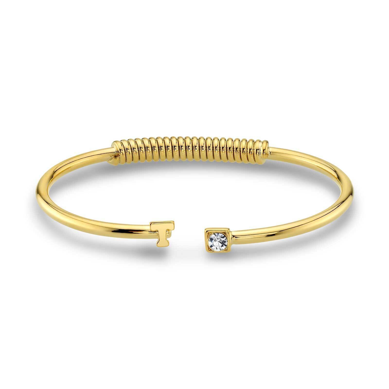1928 Initial Cuff Bracelet with Crystal Accent - Personalized Letter Jewelry for Women, Perfect for Gifts, Parties, and Special Occasions