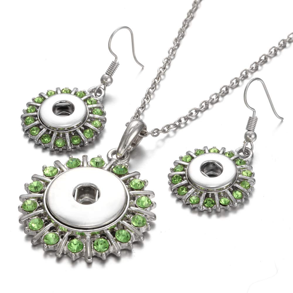 18mm Snap Button Charms Jewelry Set - 12mm Snap Earrings & Necklace for Women | Valentine's Day Gift | Perfect for Parties, Dating & Everyday Wear