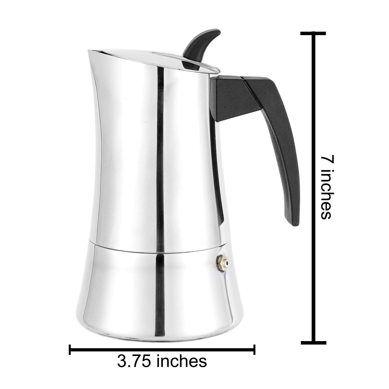 CUISINOX Capri 4-Cup Stainless Steel Moka Pot - Induction Compatible Espresso Coffee Maker for Stovetop - Perfect for Home, Office & Camping Brewing