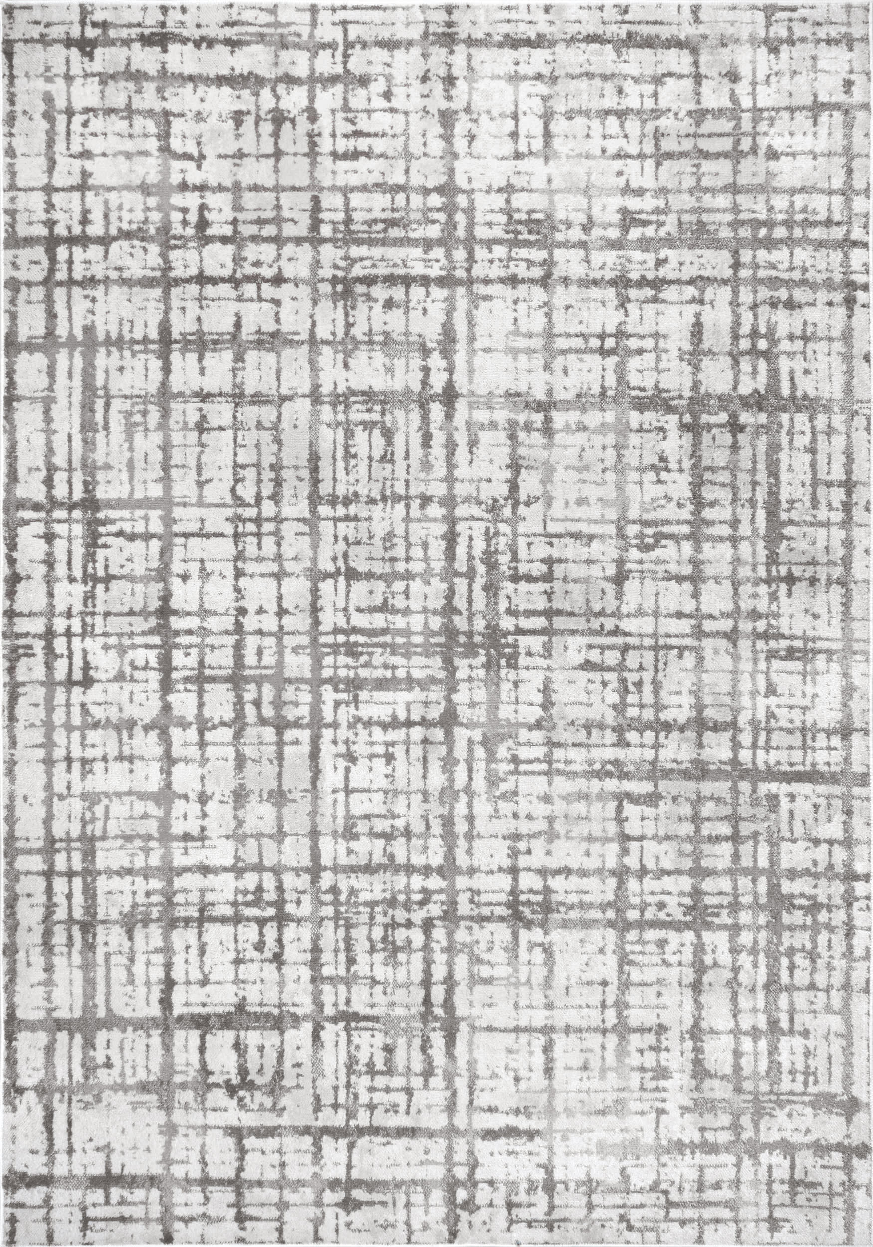 Distressed Crosshatch Area Rug in Light Grey - Soft and Durable for Living Room, Bedroom, or Office Decor