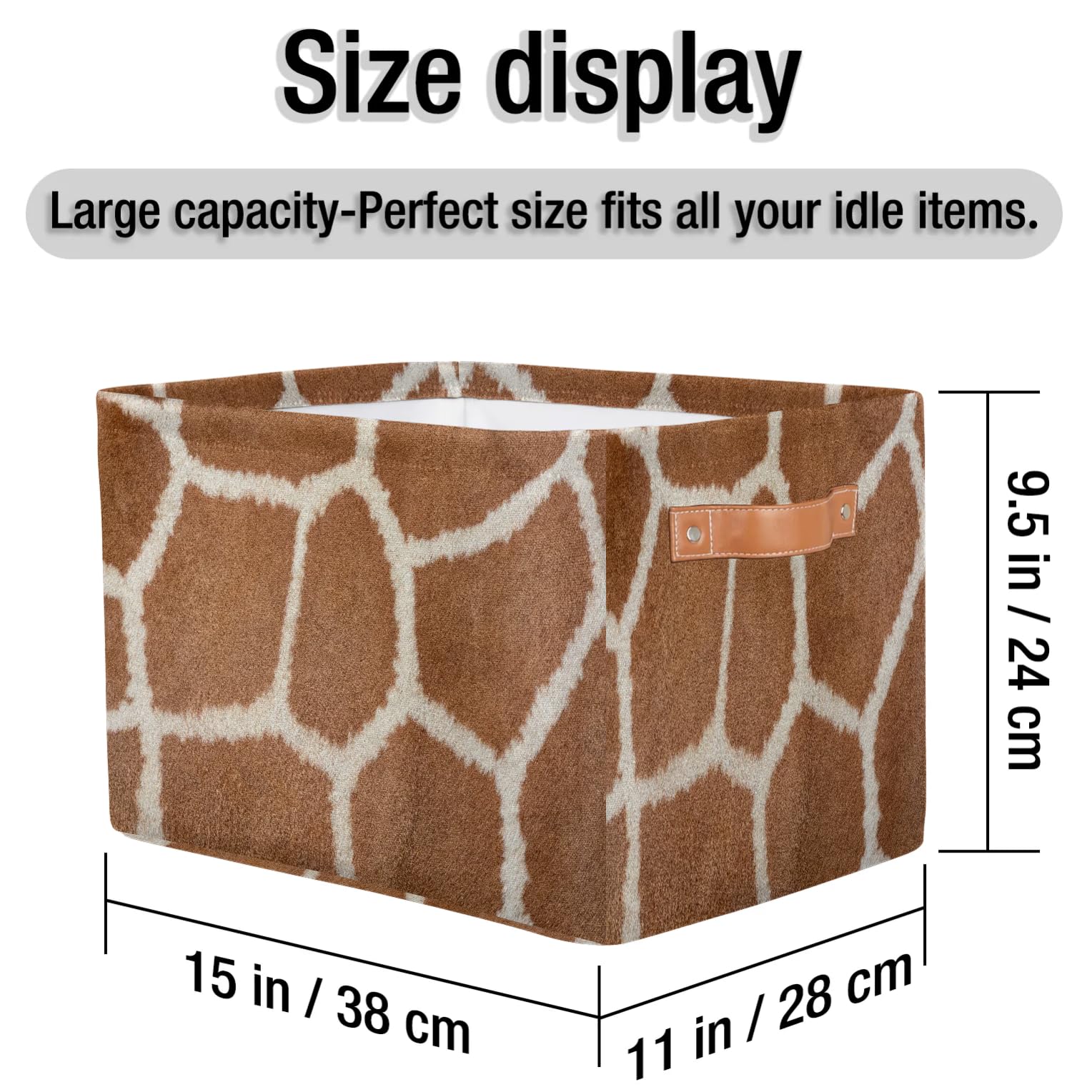 Large African Giraffe Print Storage Baskets with Handles - 2 Pack Fabric Closet Organizer Bins for Shelves, Toys & Clothes | Collapsible Home Decor Basket for Bedroom, Nursery & Living Room Organization