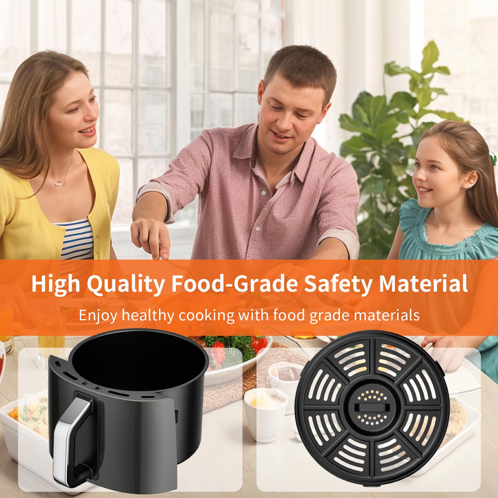 Ninja AF150 AF161 Air Fryer Replacement Basket & Tray - Non-Stick Dishwasher-Safe Accessories with Cover | Perfect for Healthy Frying, Roasting & Reheating Food at Home
