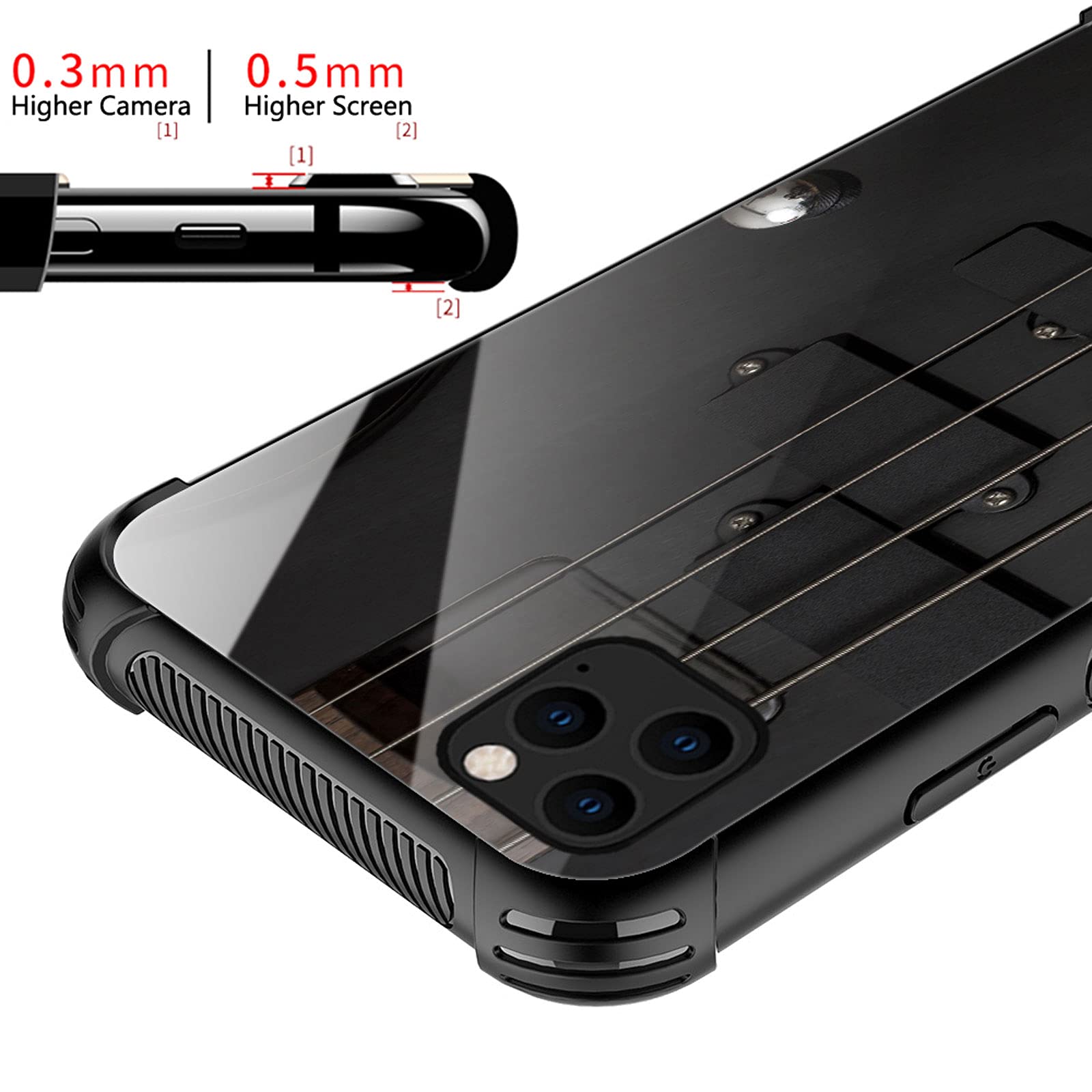 CARLOCA iPhone 13 Pro Case - Shockproof Hard Acrylic Cover with Guitar Bass Strings Graphic Design | Anti-Scratch Protection | Perfect for Music Lovers & Daily Use