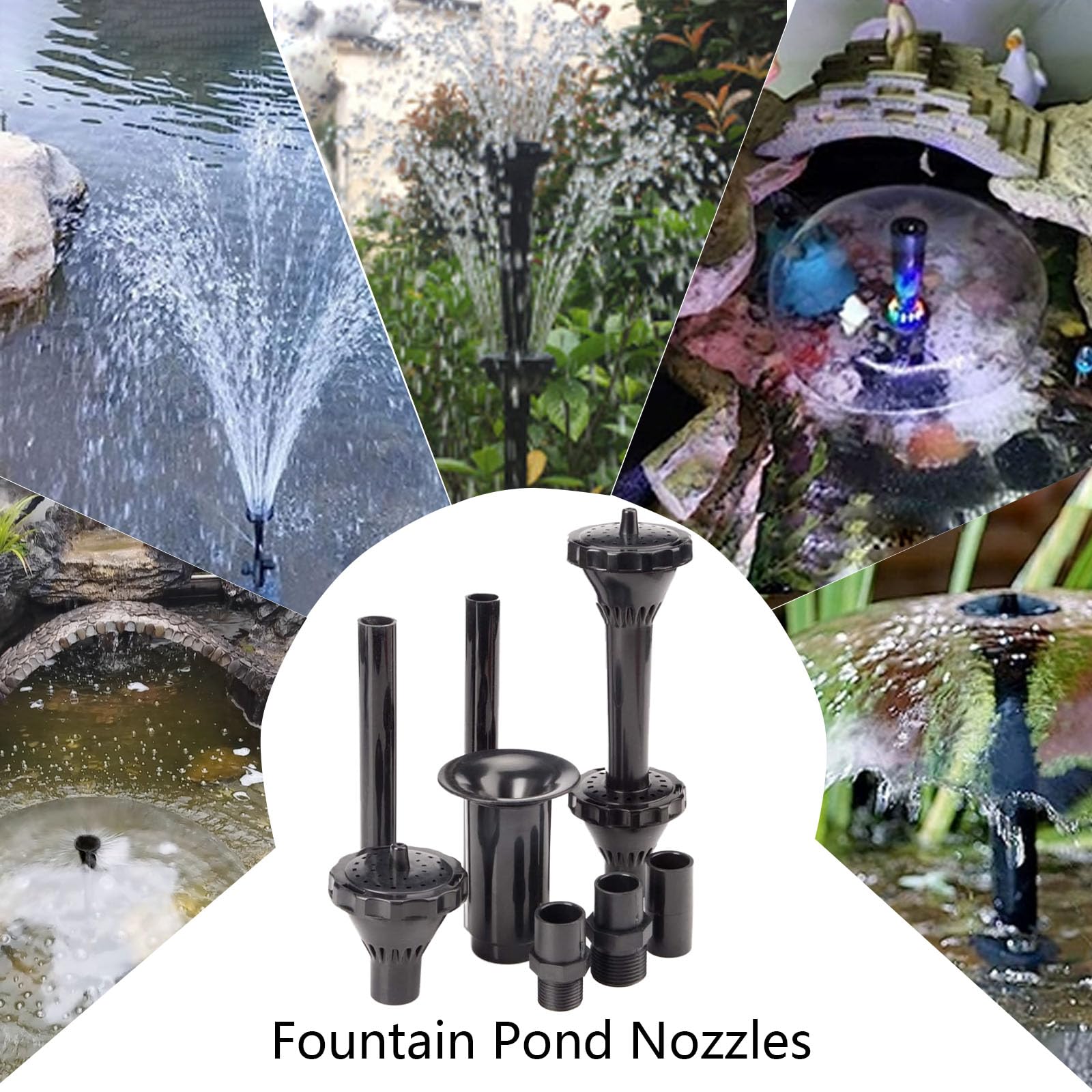 Solar Fountain Nozzles for Pond & Fish Tank - 2 Layer Water Feature Replacement Parts Set | Garden Decor, Outdoor Fountain Accessories | Perfect for Backyard, Patio & Aquarium Landscaping