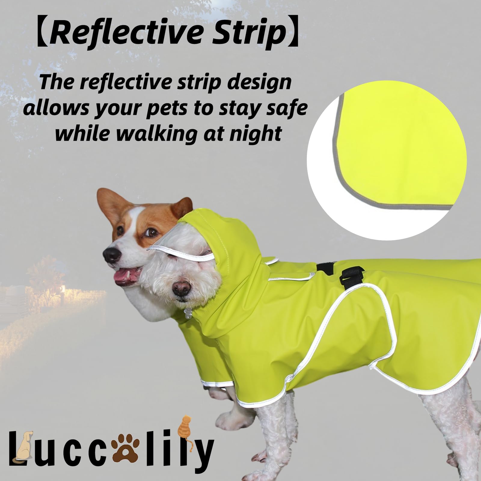 Waterproof Dog Raincoat with Hood - Reflective & Adjustable for Small Dogs - Outdoor Walking
