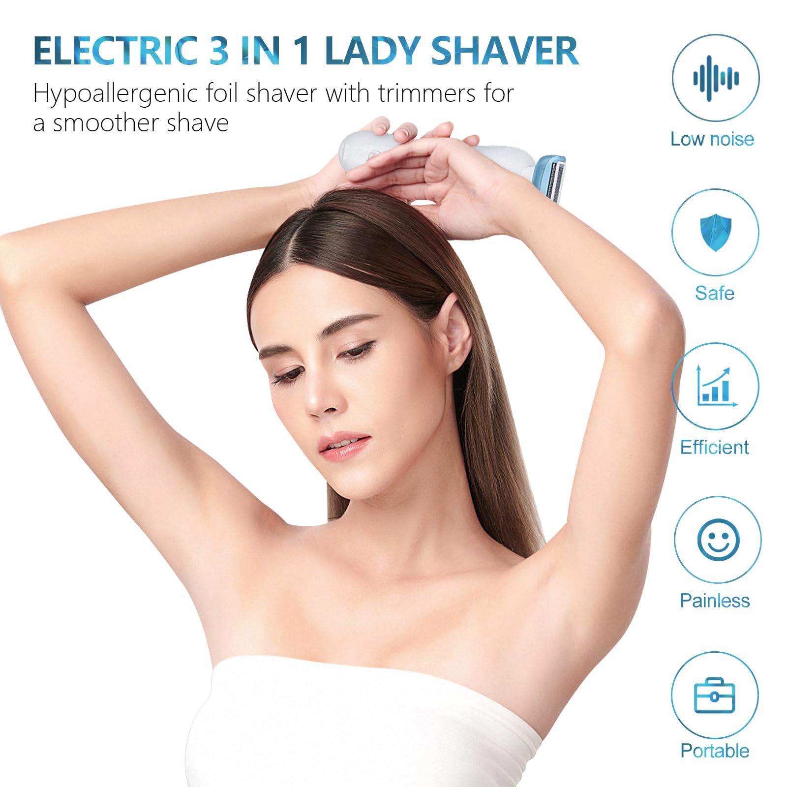 Best Rechargeable Electric Shaver for Women - Cordless Wet/Dry Bikini Trimmer with Detachable Head for Legs, Underarms & Pubic Hair - Perfect for Travel, Gym & Sensitive Skin Care
