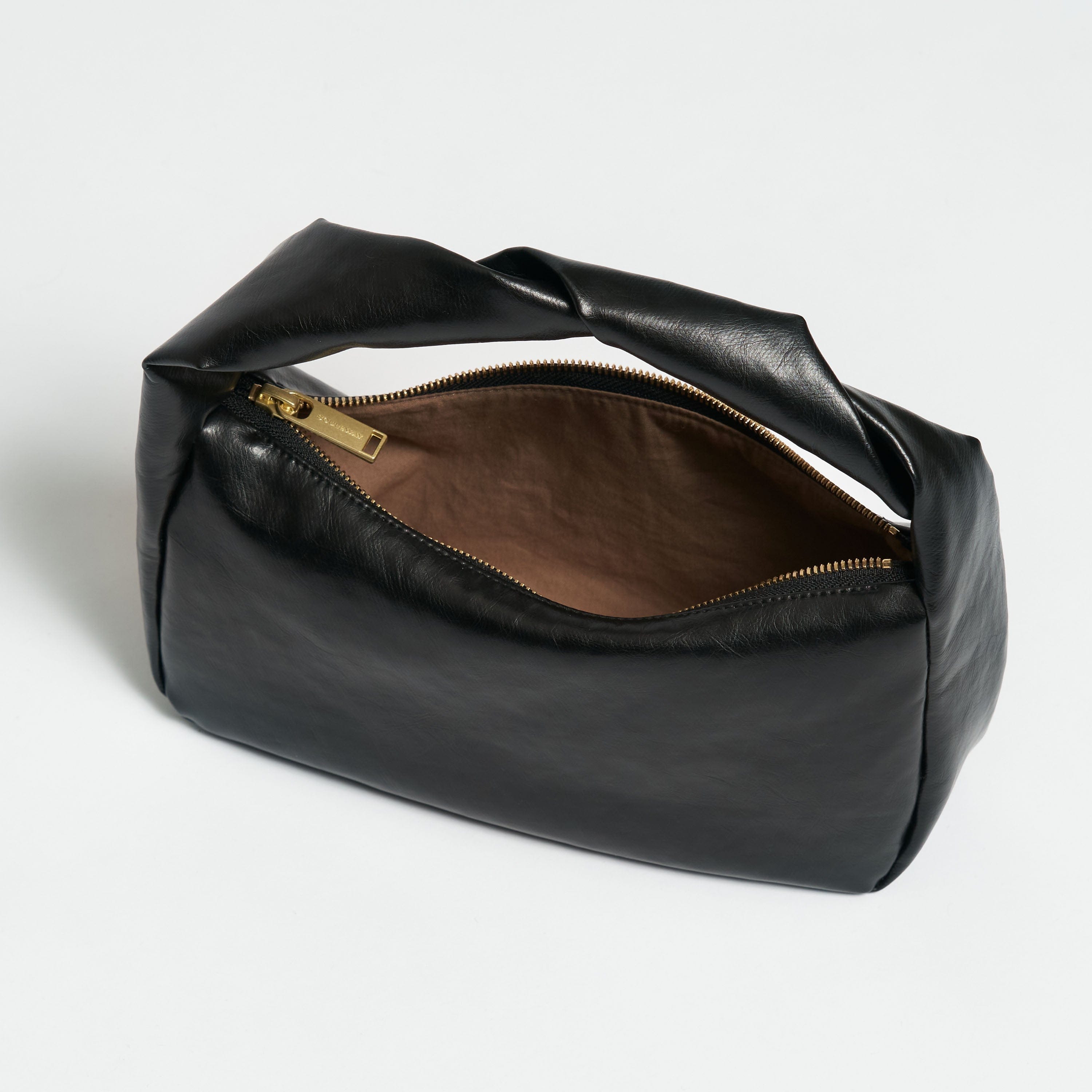 Oleatex Vegan Olive Leather Twist Bag - Night Black | Eco-Friendly Handbag for Women | Perfect for Evening Parties, Date Nights & Casual Outings