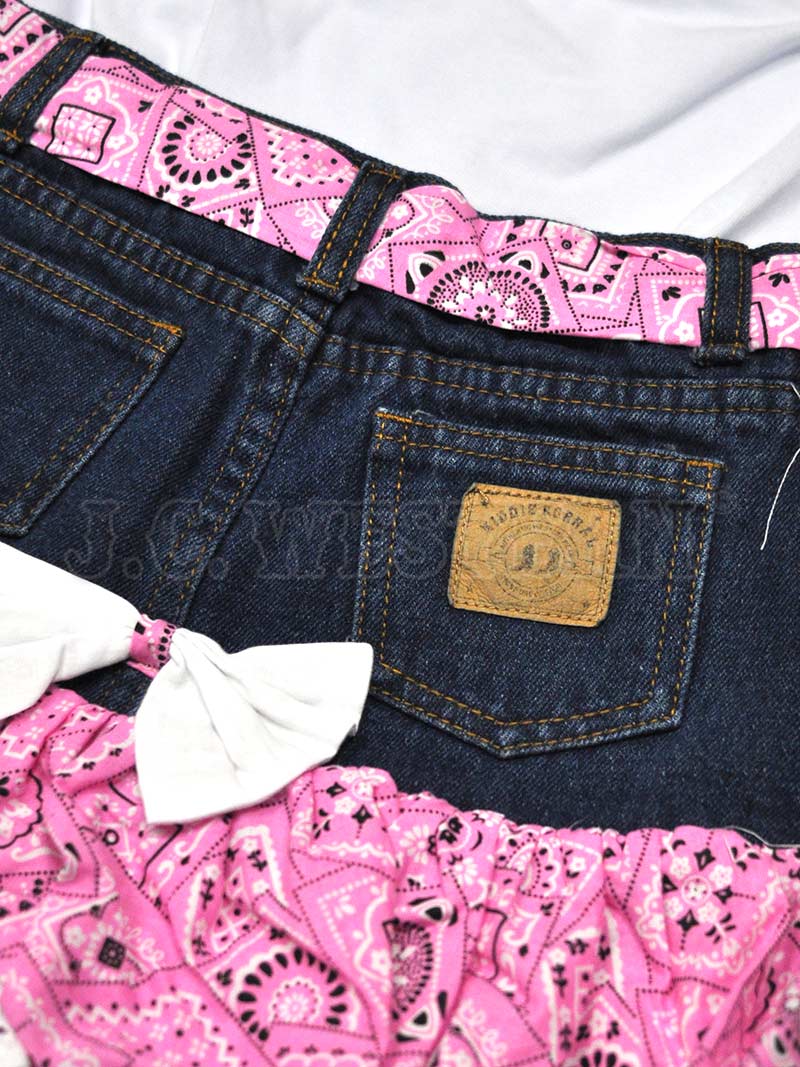 Kiddie Korral Style15 Kids Cowgirl Denim 2-Piece Outfit with Pink Bandana - Western Wear for Girls, Perfect for Rodeo, Halloween & Cowgirl Parties