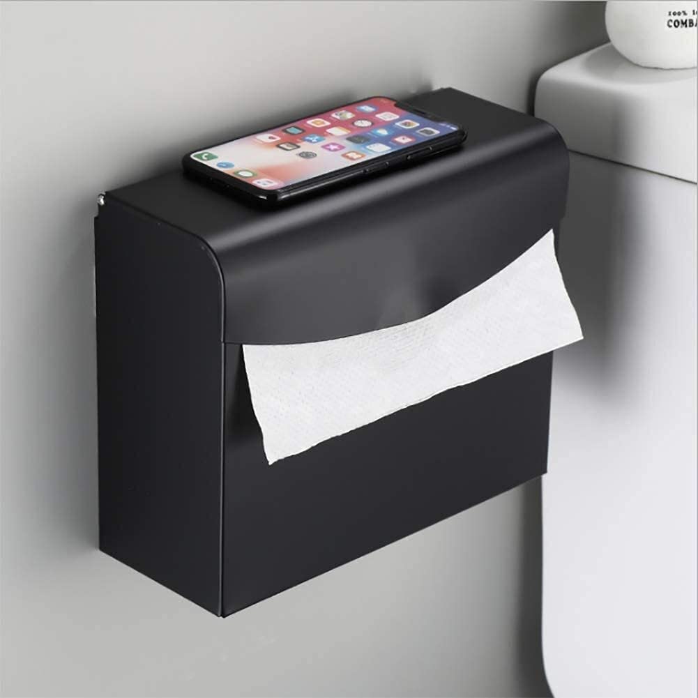 Wall Mounted Toilet Paper Holder - Space Saving Aluminum Bathroom & Kitchen Roll Holder - Durable Wall Mount TP Dispenser for Home, RV, Office (Perfect for Small Bathrooms & Tight Spaces)