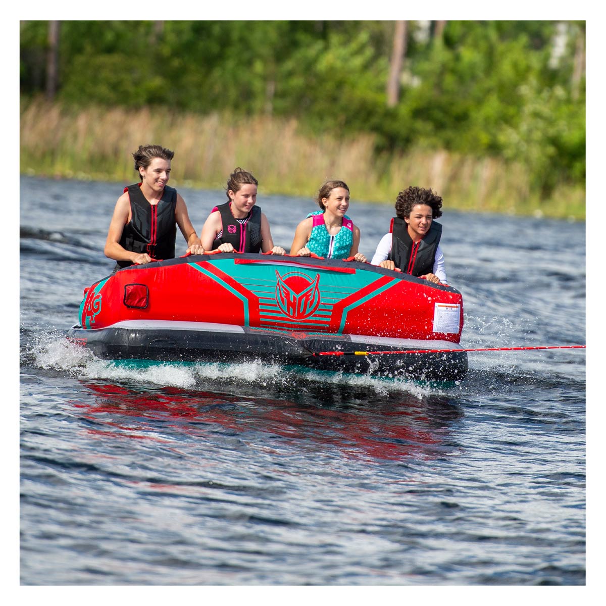 HO Sports 4G Towable Tube for 4 Riders - Heavy Duty Inflatable Water Tube for Boating, Lake & Ocean Fun - Perfect for Family & Friends Water Sports Adventures