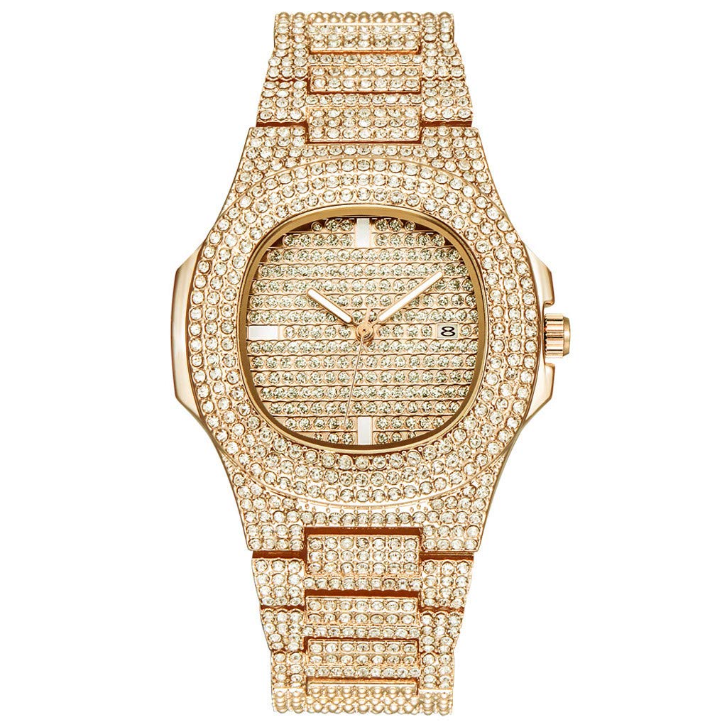 Elegant Women's Diamond Watch with Stainless Steel Band & Leather Strap - 20mm Fashion Calendar Business Watch for Office, Party & Daily Wear