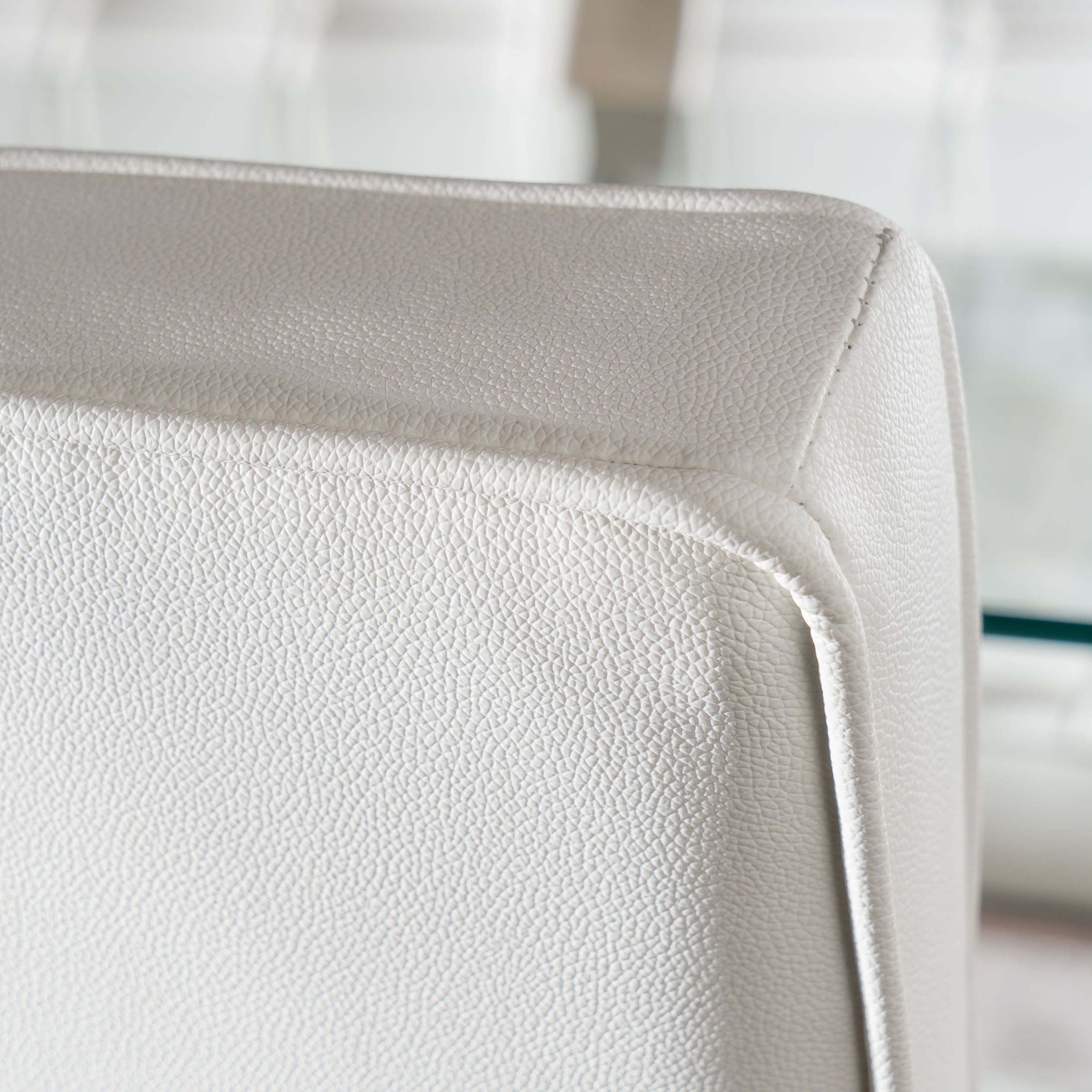 Premium Modern White Leather Dining Chairs Set of 2 - Genuine Corrected Grain Upholstery - Elegant Kitchen & Dining Room Furniture for Home & Restaurant Use
