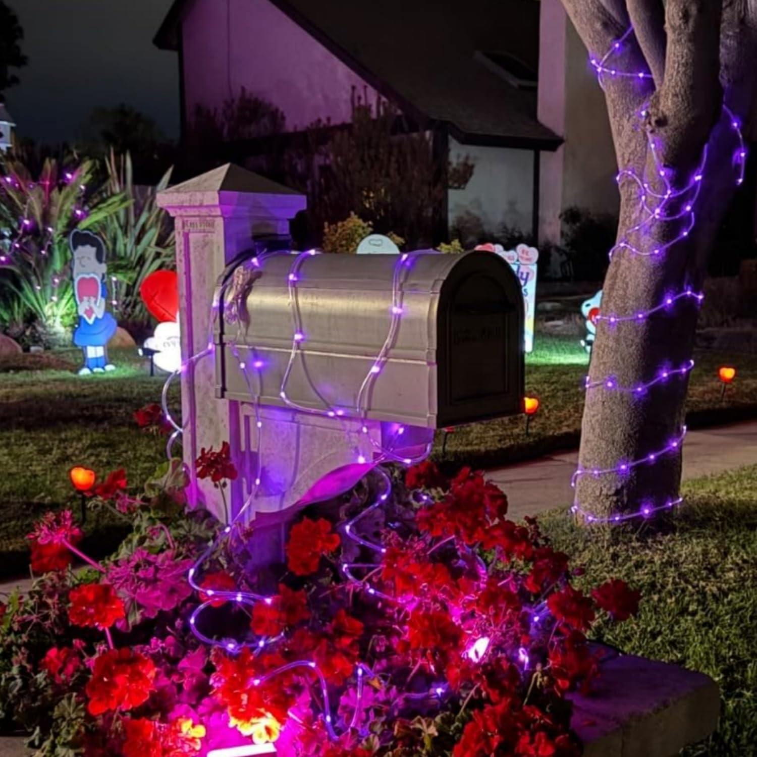 200 LED Solar Rope Lights Outdoor Waterproof - 66ft Purple String Lights with 8 Modes, Clear Thin Tube Fairy Lights for Camping, Fence, Patio, Garden, Trampoline & Deck - Perfect for Backyard Parties & Holiday Decorations