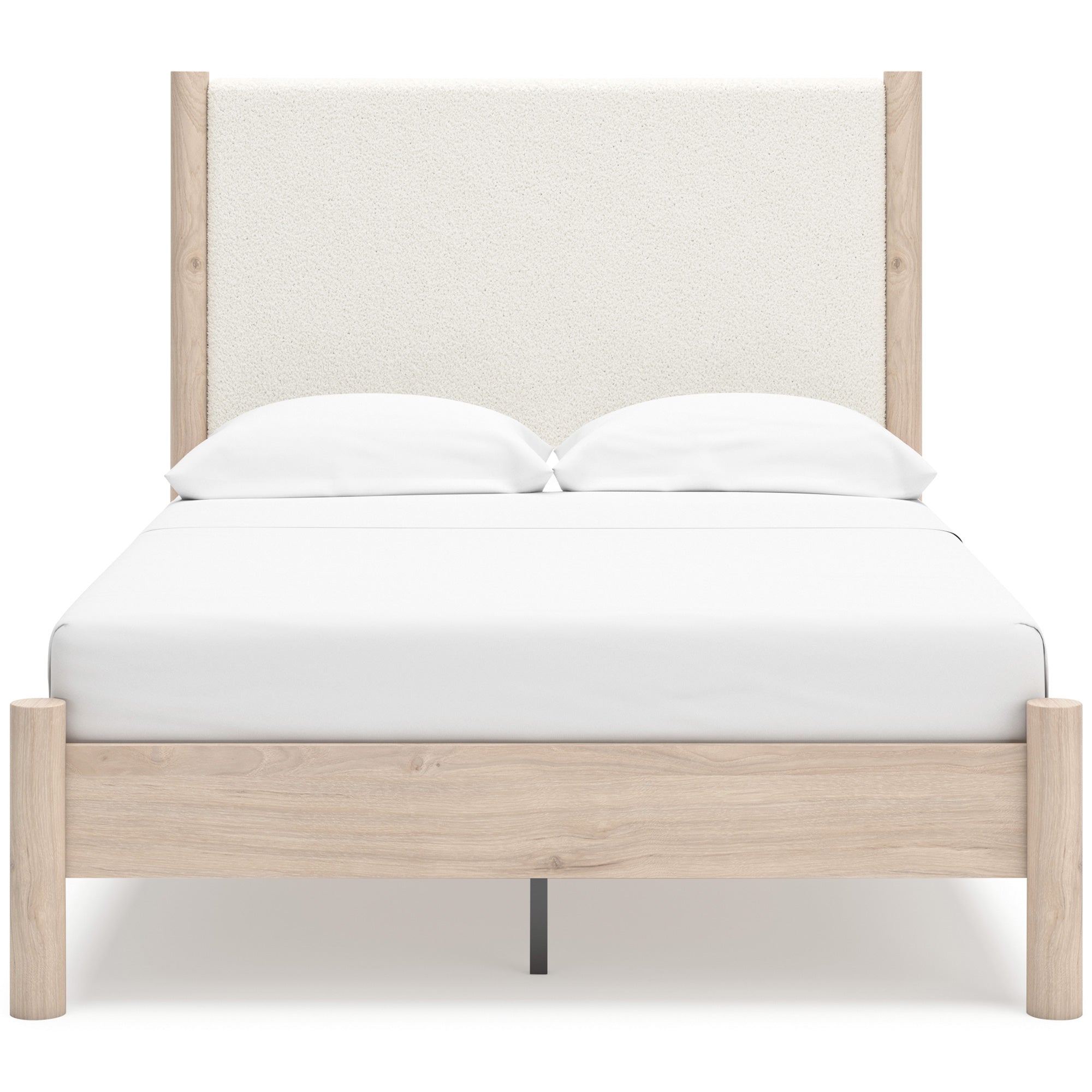 Cadmori Upholstered Panel Bed - Queen Size Fabric Platform Bed Frame with Wooden Slats Support, Modern Bedroom Furniture for Home Decor & Relaxation