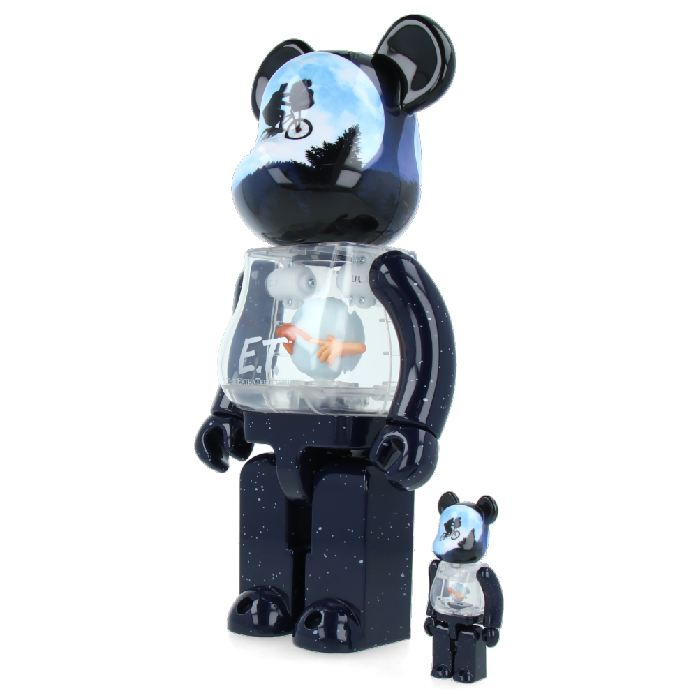 BEARBRICK E.T. Light Up Version 100% & 400% Collectible Figure - Glow in The Dark Movie Character Toy for Home Decor, Gift & Display