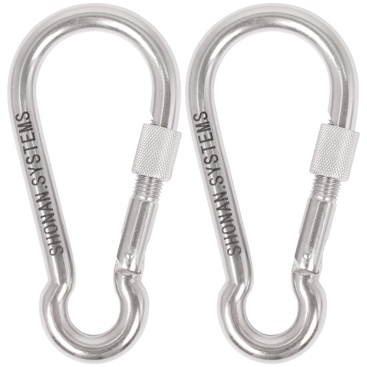 SHONAN Heavy Duty Locking Carabiner - Large Stainless Steel Screw Gate Carabiner Clip with Spring Snap - Perfect for Home Gym Equipment, Outdoor Camping Gear, Rock Climbing, Lifting & Hanging Accessories