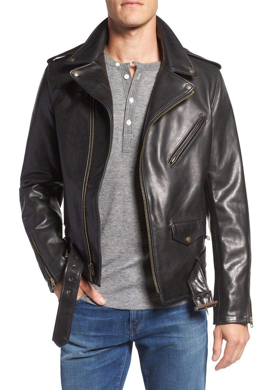 Men's Distressed Leather Jacket - Black Motorcycle Bomber Jacket with Zipper | Stylish Fashionable Outerwear for Riding, Casual Wear & Night Out