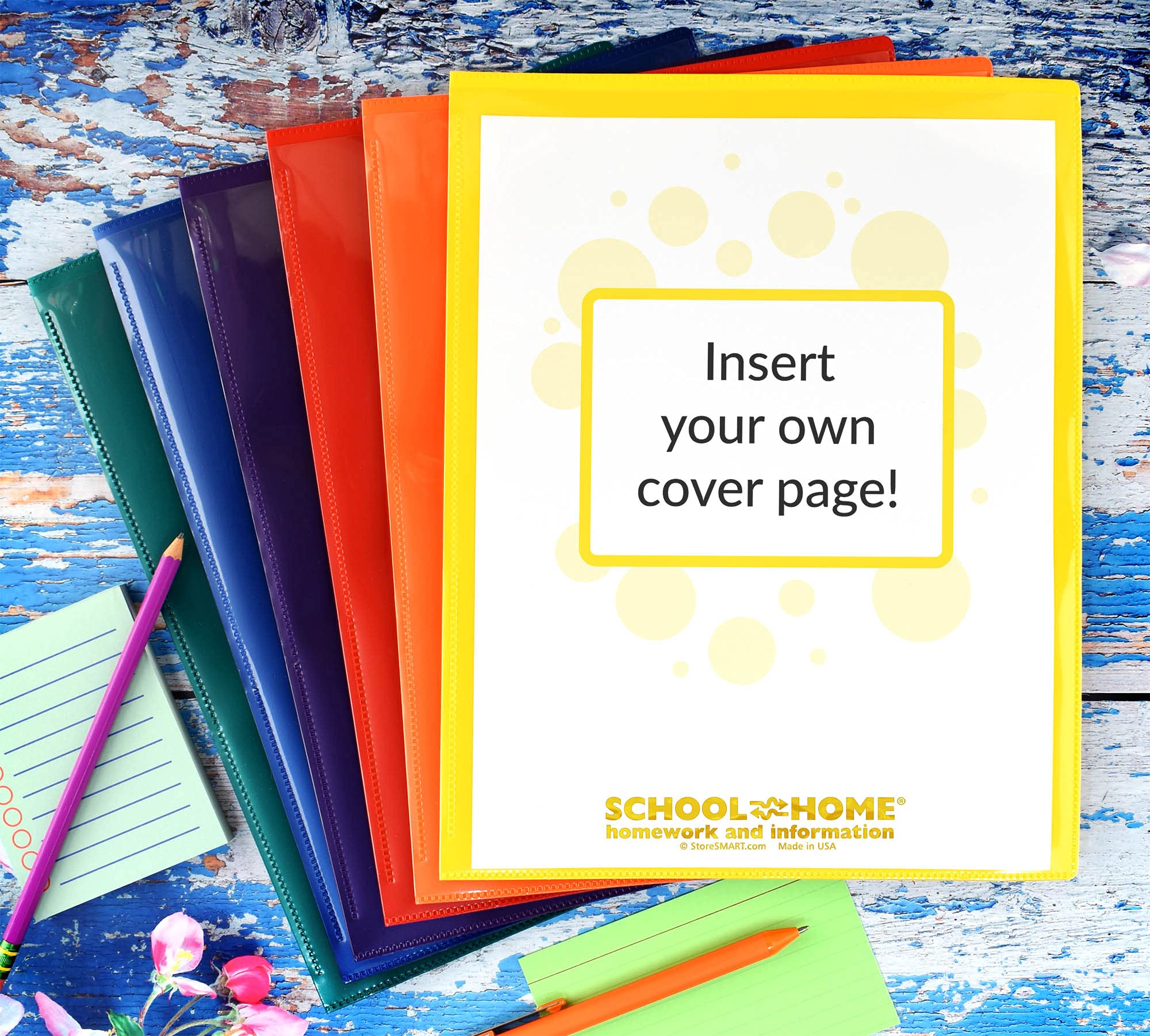 StoreSMART Plastic School & Home Folders - 204 Pack, 34 Each of 6 Bright Colors - Durable Archival Folders for Organizing Documents - Made in USA (SH900PCP204ENG) - Perfect for Classroom, Office & Home Organization