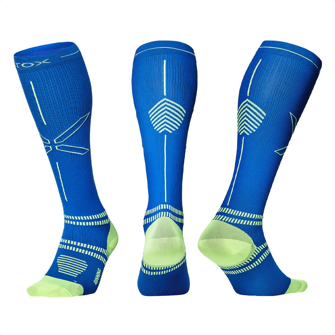 STOX Energy Compression Socks for Men - 23-32 mmHg Knee High Running Socks with Ultra-Thin Footbed - Prevent Injuries & Muscle Pain - Ideal for Marathon, Workout & Sports Recovery