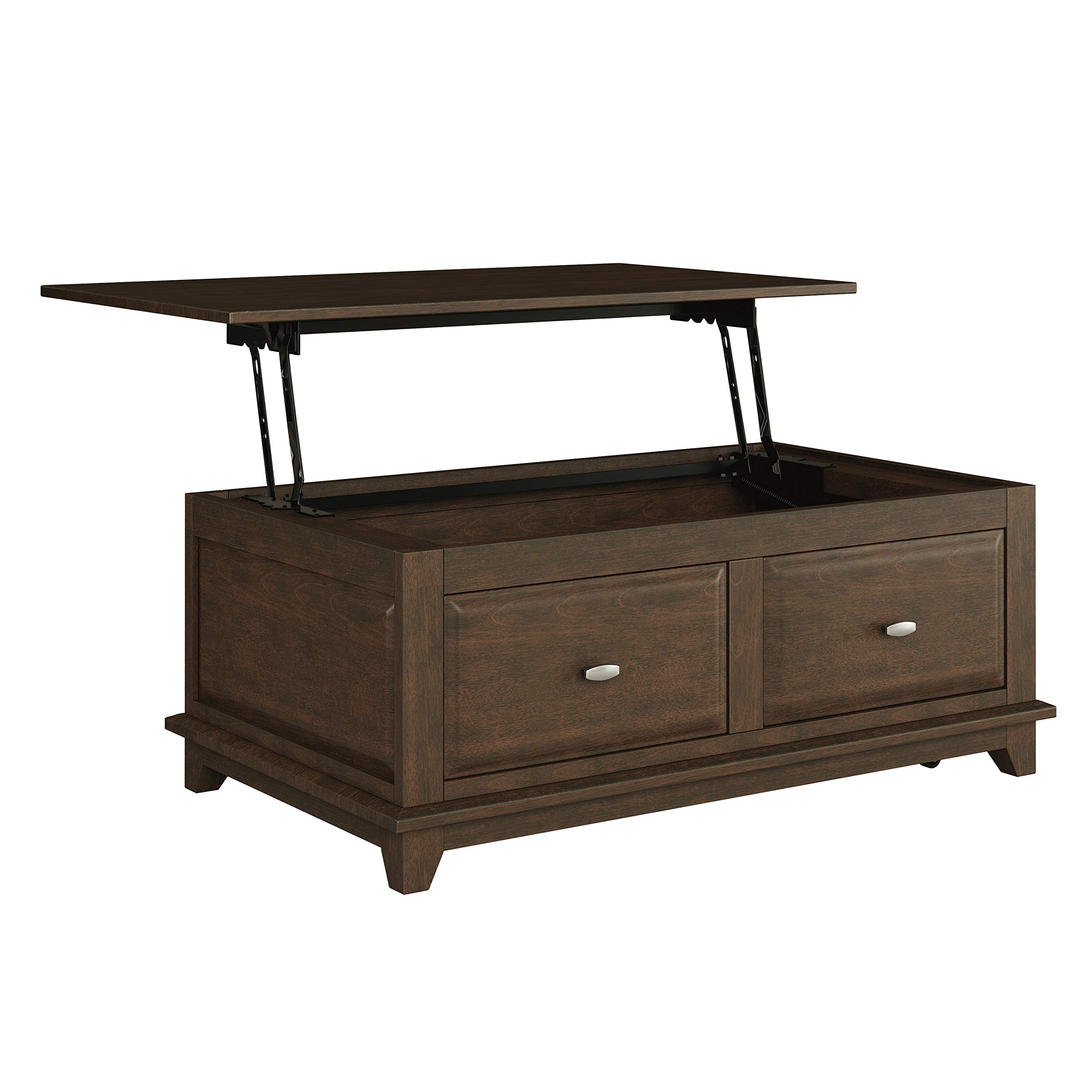 Lexicon Terza Lift-Top Coffee Table - Brown Cherry Finish, Modern Lift-Top Design with Storage Space for Living Room, Office, or Small Spaces
