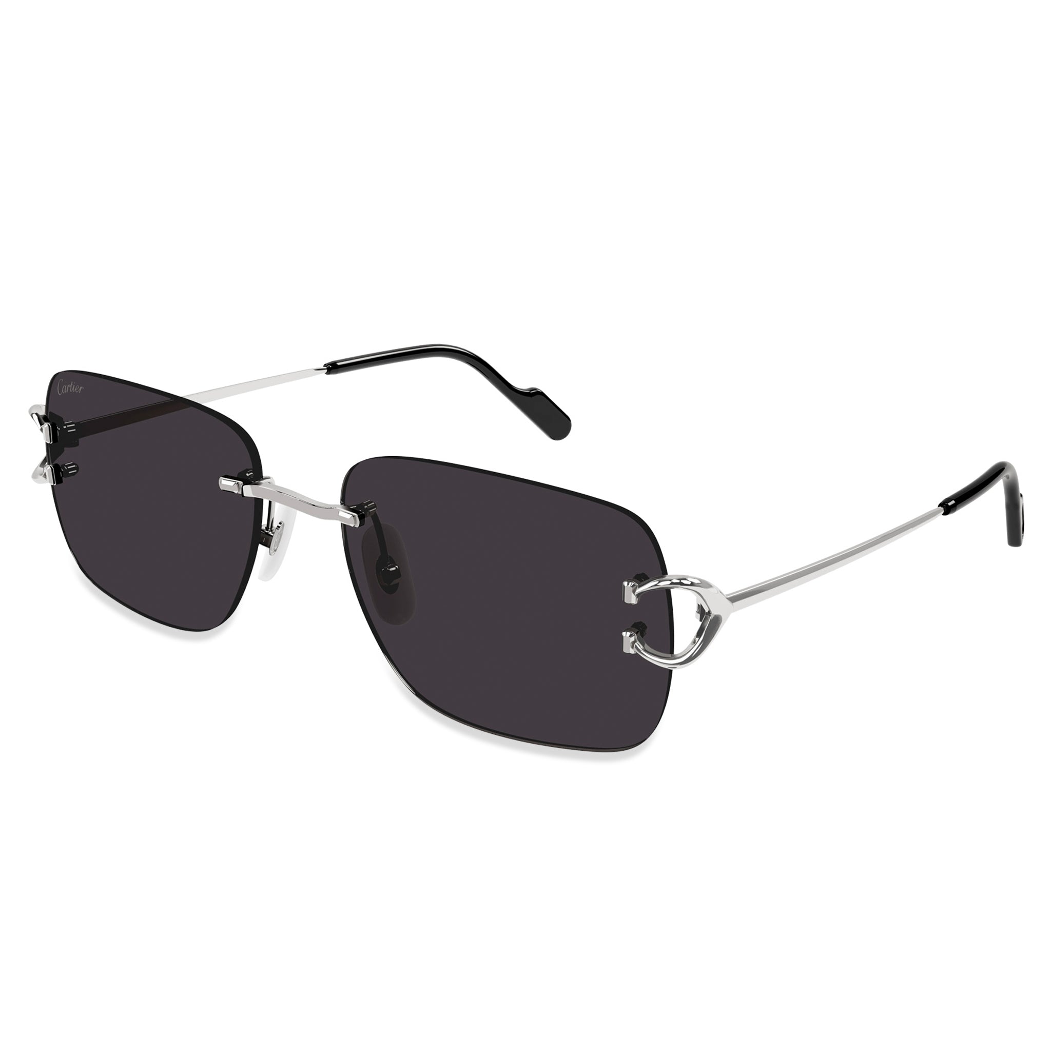 Cartier CT0330S 001 C Silver Grey Rimless Sunglasses for Women & Men - Luxury Designer Eyewear for Fashion, Travel & Outdoor Activities