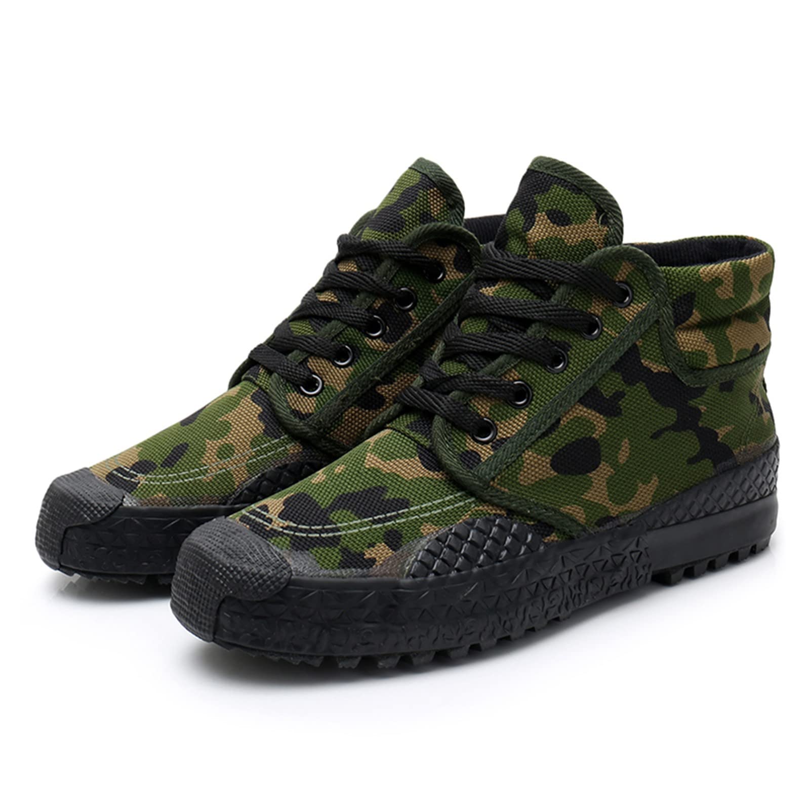 Breathable Canvas High Top Men's Shoes - Summer & Autumn Trainers with Rubber Soles | Work Safety & Outdoor Shoes | UK Size 10 (US Men's 44) in Green | Perfect for Hiking, Construction & Casual Wear
