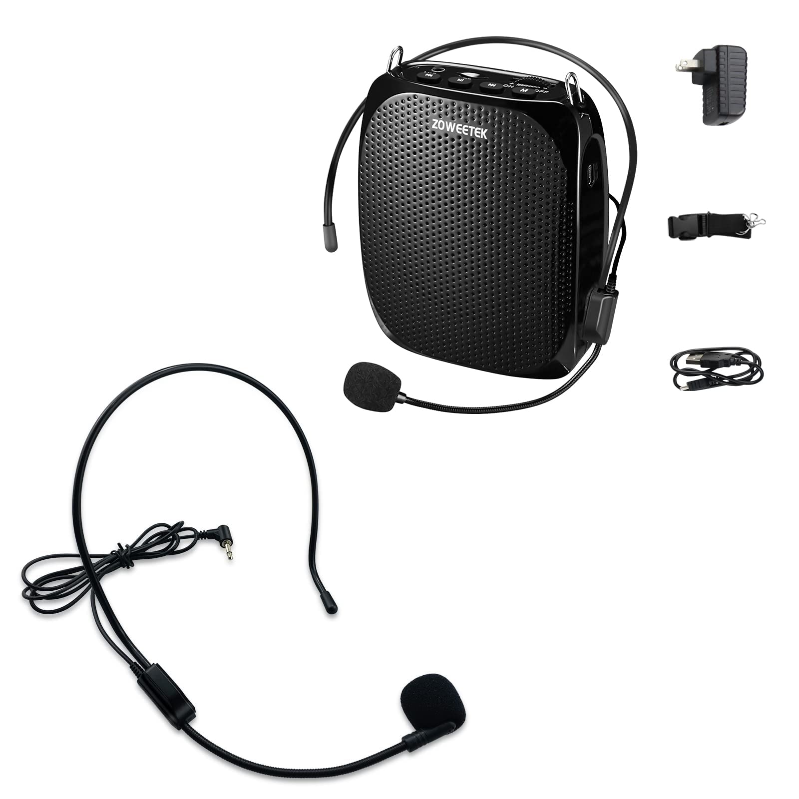 ZOWEETEK Portable Voice Amplifier with Wired Microphone - 15W Loud Speaker for Teachers, Tour Guides & Public Speaking - Rechargeable PA System for Outdoor Events, Classrooms & Presentations
