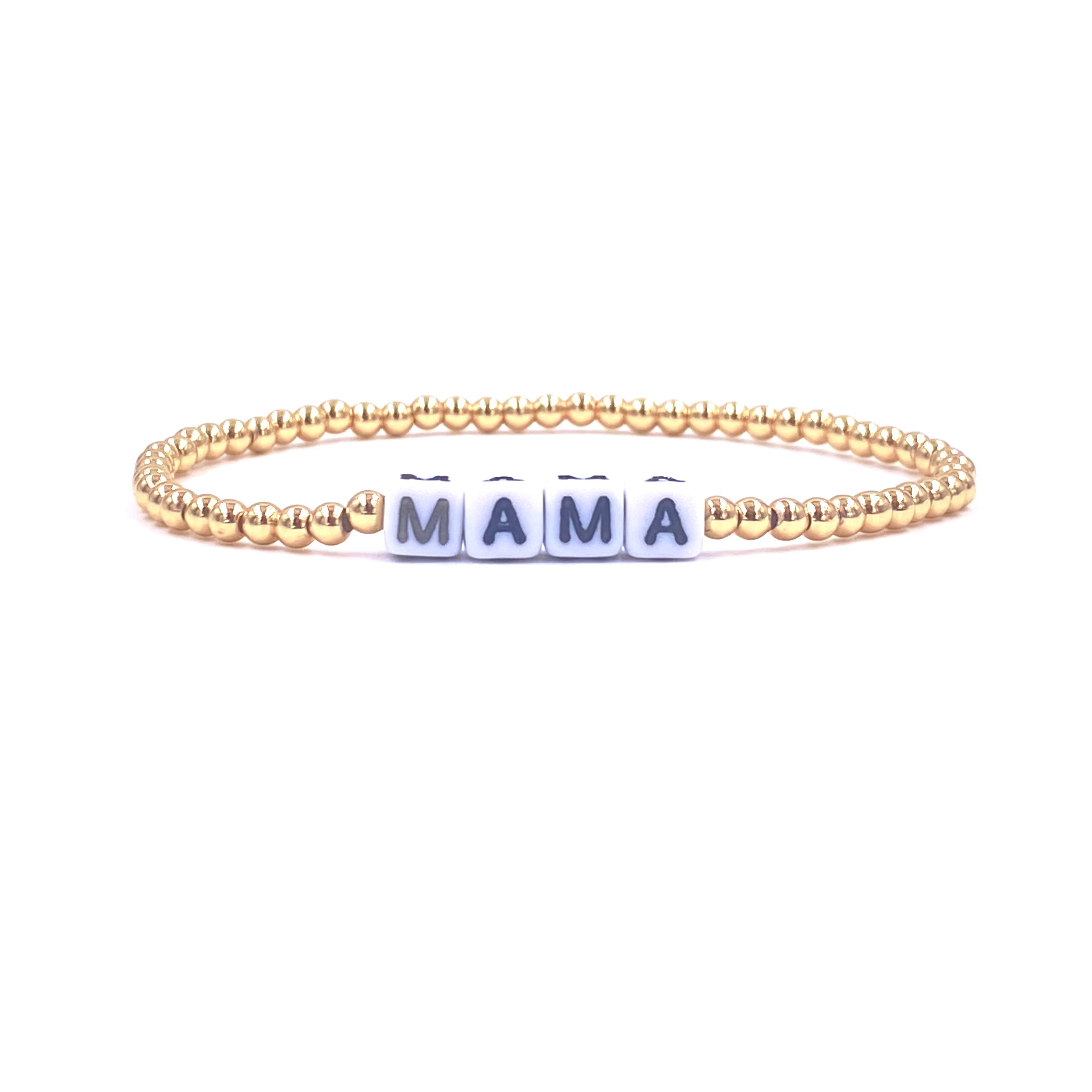 Ashley Gold Stainless Steel Gold Plated Mama Design Stretch Beaded Bracelet for Women - Elegant Fashion Jewelry Gift for Mom, Wife, Birthday, Anniversary | Perfect for Daily Wear, Parties & Special Occasions
