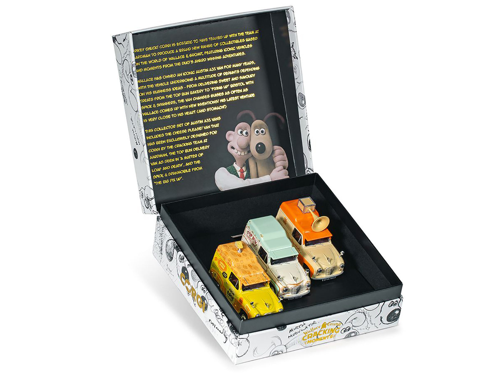 Wallace & Gromit Austin A35 Van Diecast Model Car Set - 3 Piece Collectible Toy Vehicles by Corgi | Perfect for Display, Gifts & Movie Fans Collection