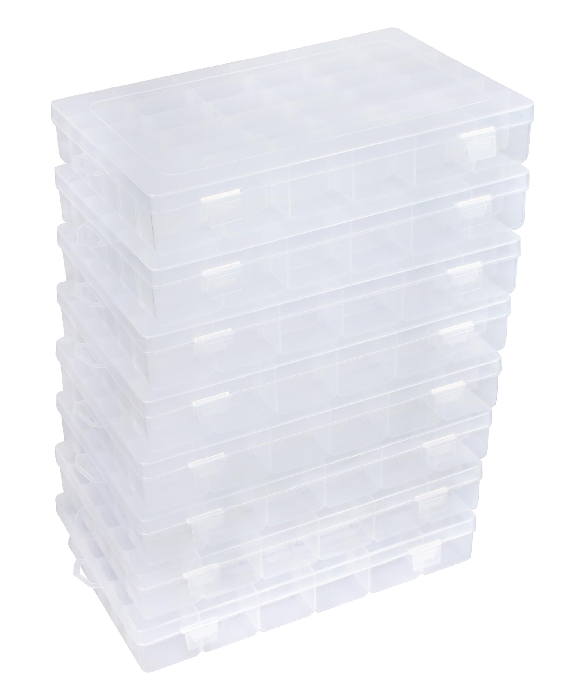 8-Piece Clear Plastic Bead Organizer Box with 36 Grids - Perfect for Jewelry, Earrings, Crafts & Tackle Storage (3600 Compartment Organizer) | Ideal for DIY Projects, Fishing Gear & Small Parts Organization