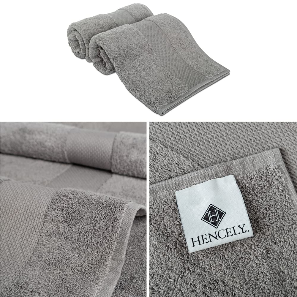 Premium Turkish Cotton Hand Towels Set of 2 (16x28 Inches) - Ultra Soft, Highly Absorbent & Quick-Drying Bath & Kitchen Towels for Face, Hands & Body - Luxury Gray Bathroom Towels for Spa, Guest Bath & Home Decor