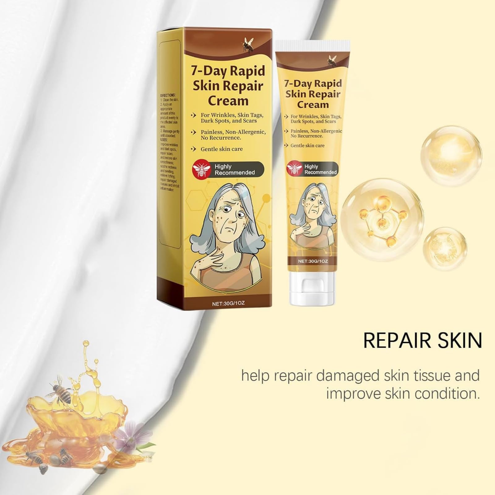 7-Day Rapid Skin Repair Cream - Moisturizing & Nourishing for All Skin Types - Perfect for Night Care & Dry Skin Relief