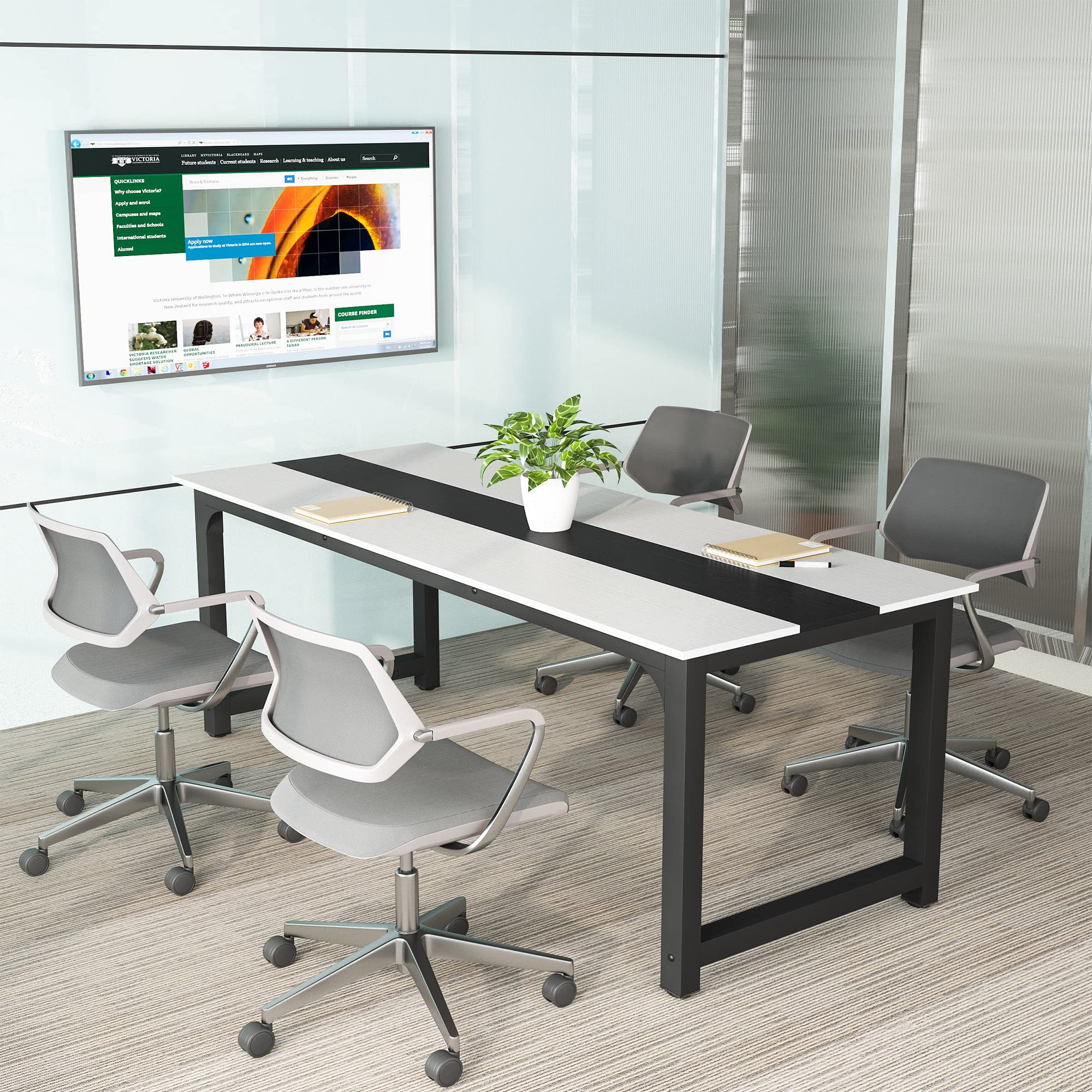 Tribesigns Modern Computer Desk 70.8 x 31.5 Inch - Large Office Desk with Sturdy Metal Frame, Home Office Writing Table, Study Workstation for Small Spaces - Perfect for Remote Work, Gaming Setup & Conference Rooms