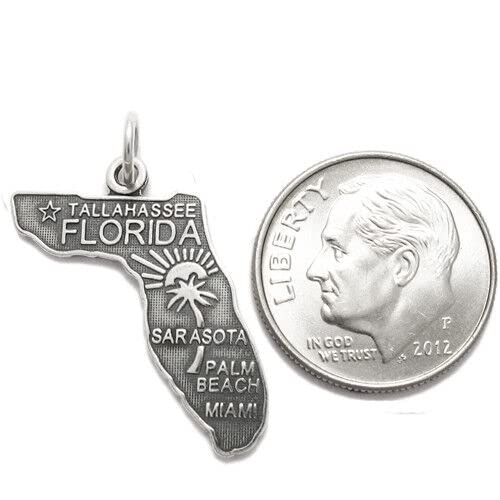 925 Sterling Silver Florida State Charm Pendant for Jewelry Making - DIY Necklace, Bracelet & Keychain - Perfect for Gifts, Souvenirs & Craft Projects